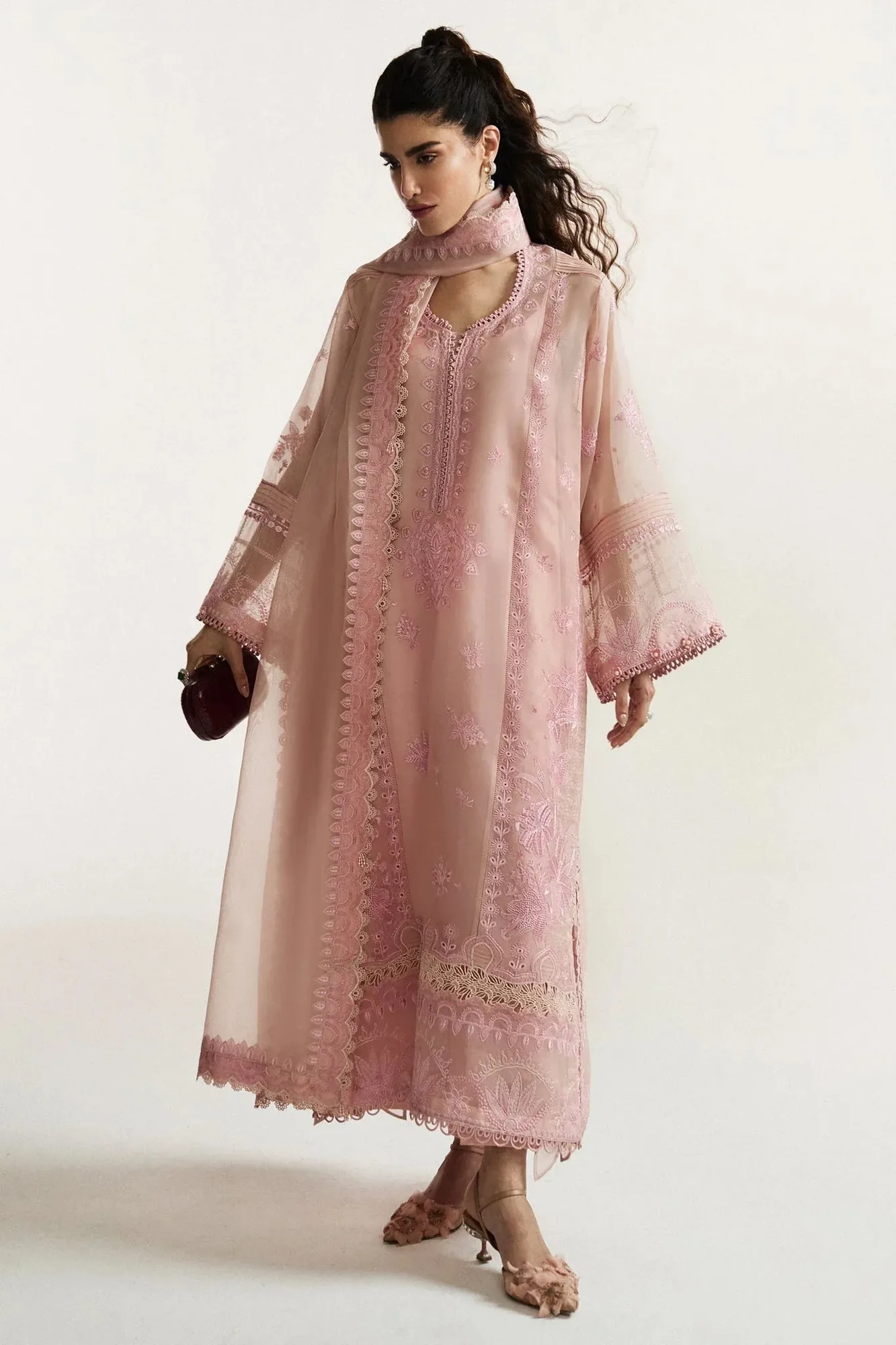 Elan light pink Organza – view 1 – Poshaq