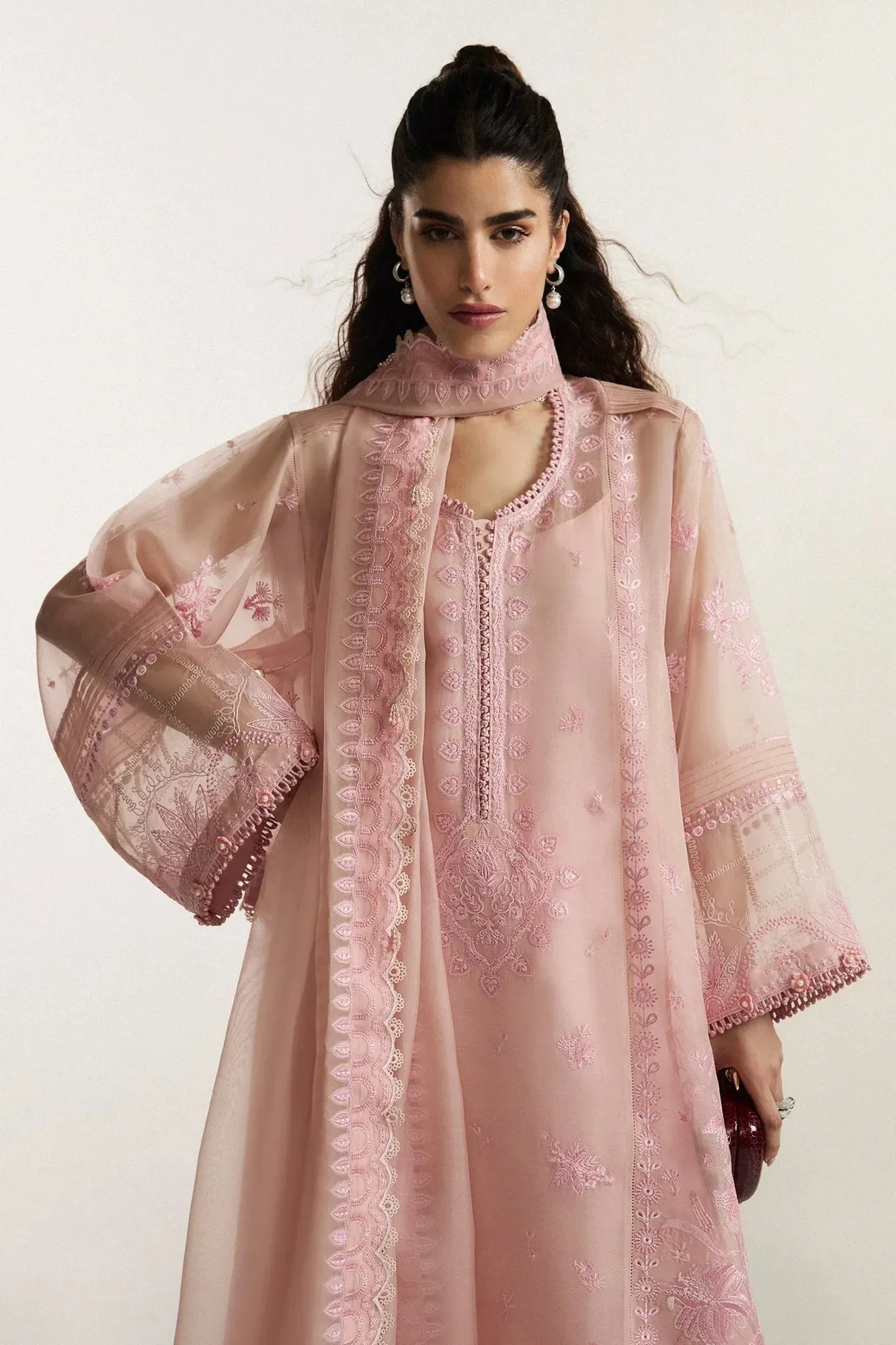 Elan light pink Organza – view 4 – Poshaq