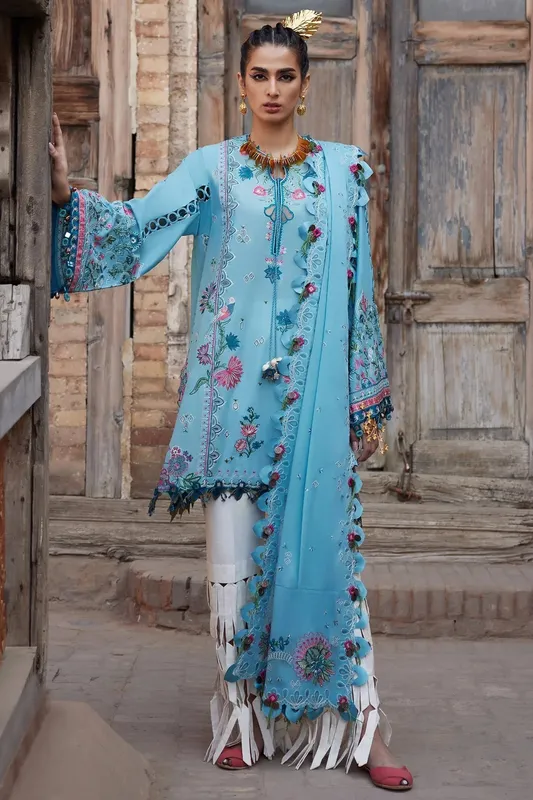 Elan Luxury Lawn 25 Denium Blue Lawn – view 1 – Poshaq