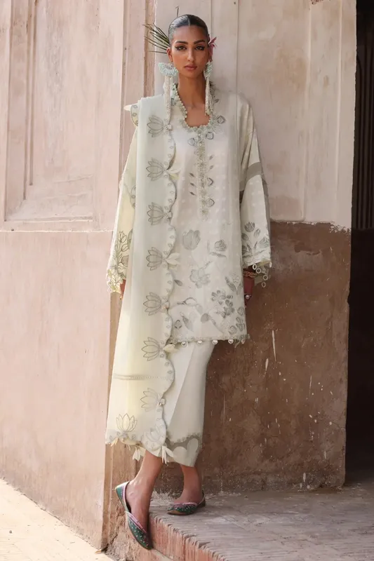 Elan Luxury Lawn 25 Off White Lawn – view 1 – Poshaq