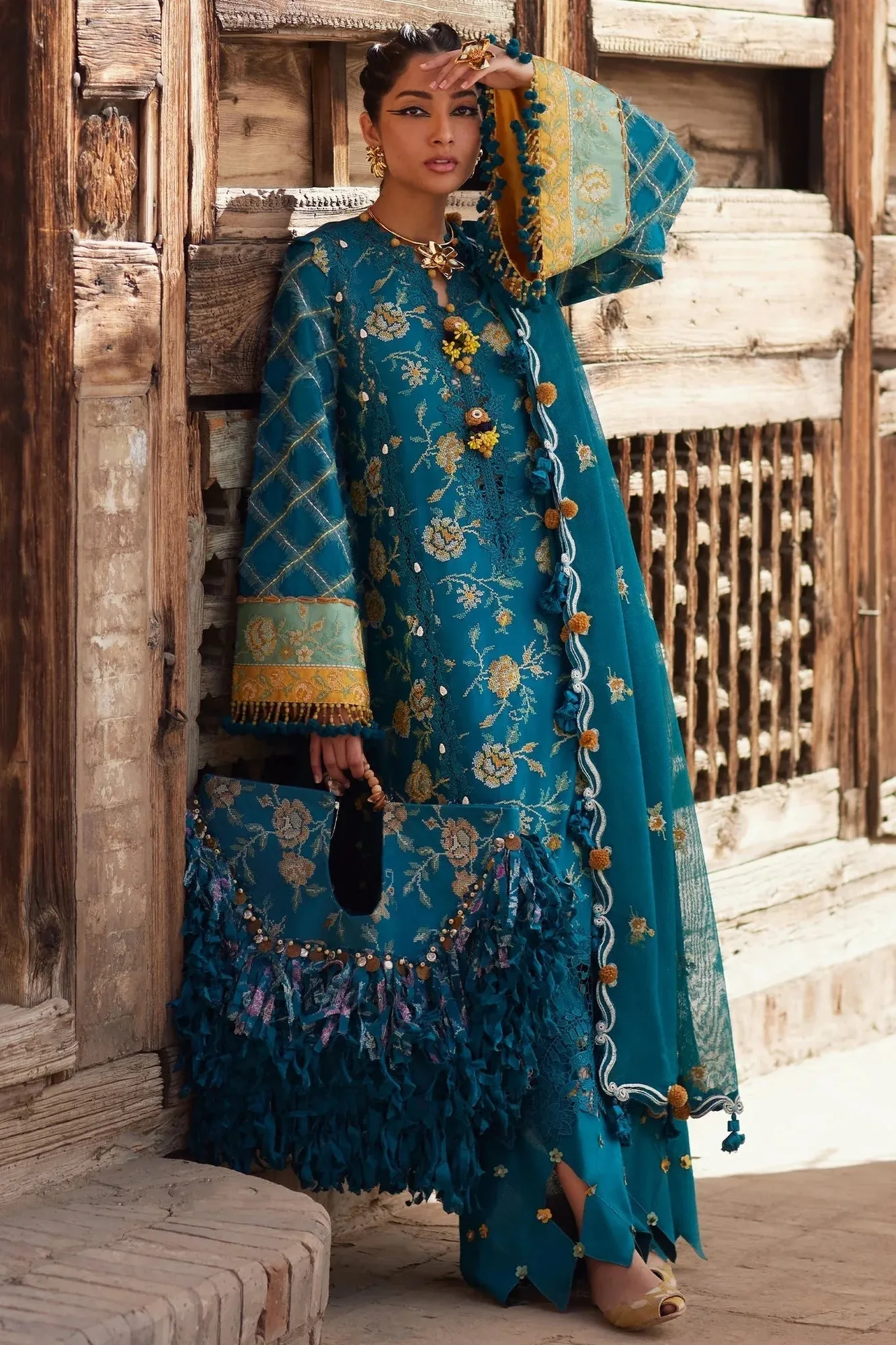 Elan Luxury Lawn 25 Sea Green Cotton – view 2 – Poshaq
