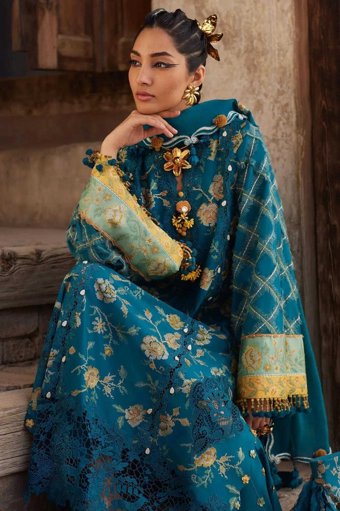 Elan Luxury Lawn 25 Sea Green Cotton – view 4 – Poshaq