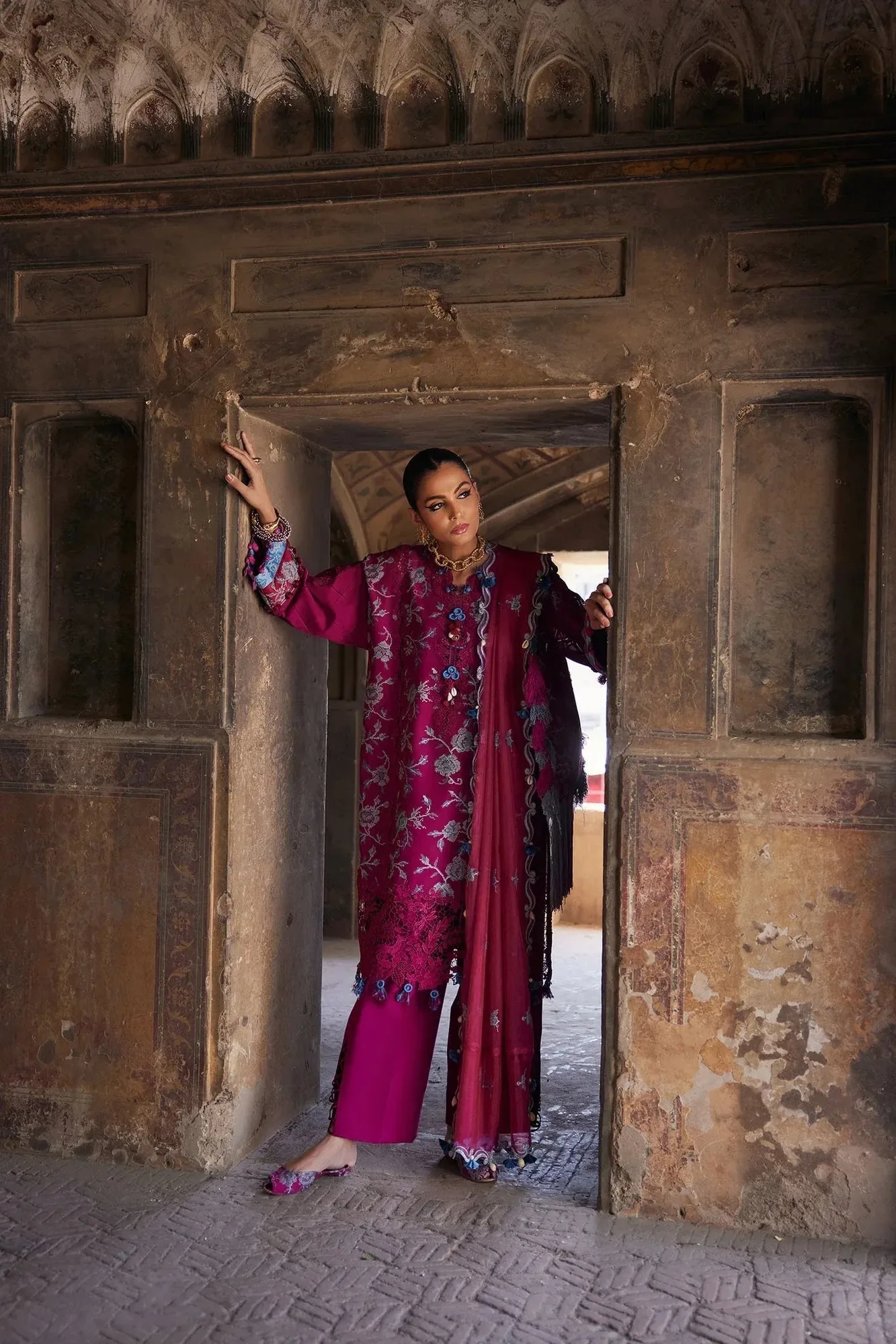 Elan Luxury Lawn 25 Magenta Cotton – view 2 – Poshaq