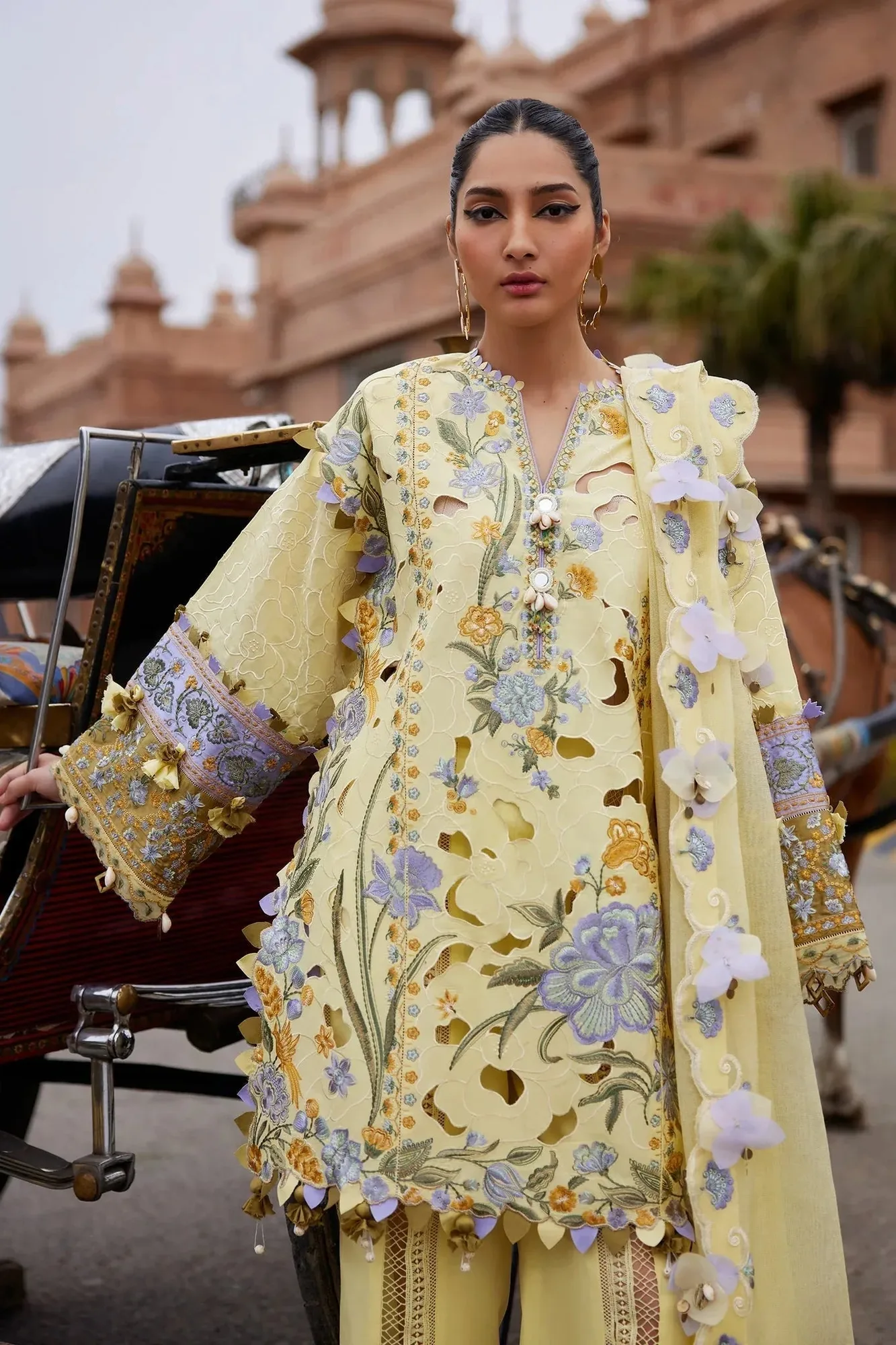 Elan Luxury Lawn 25 Lime Yellow Lawn – view 4 – Poshaq