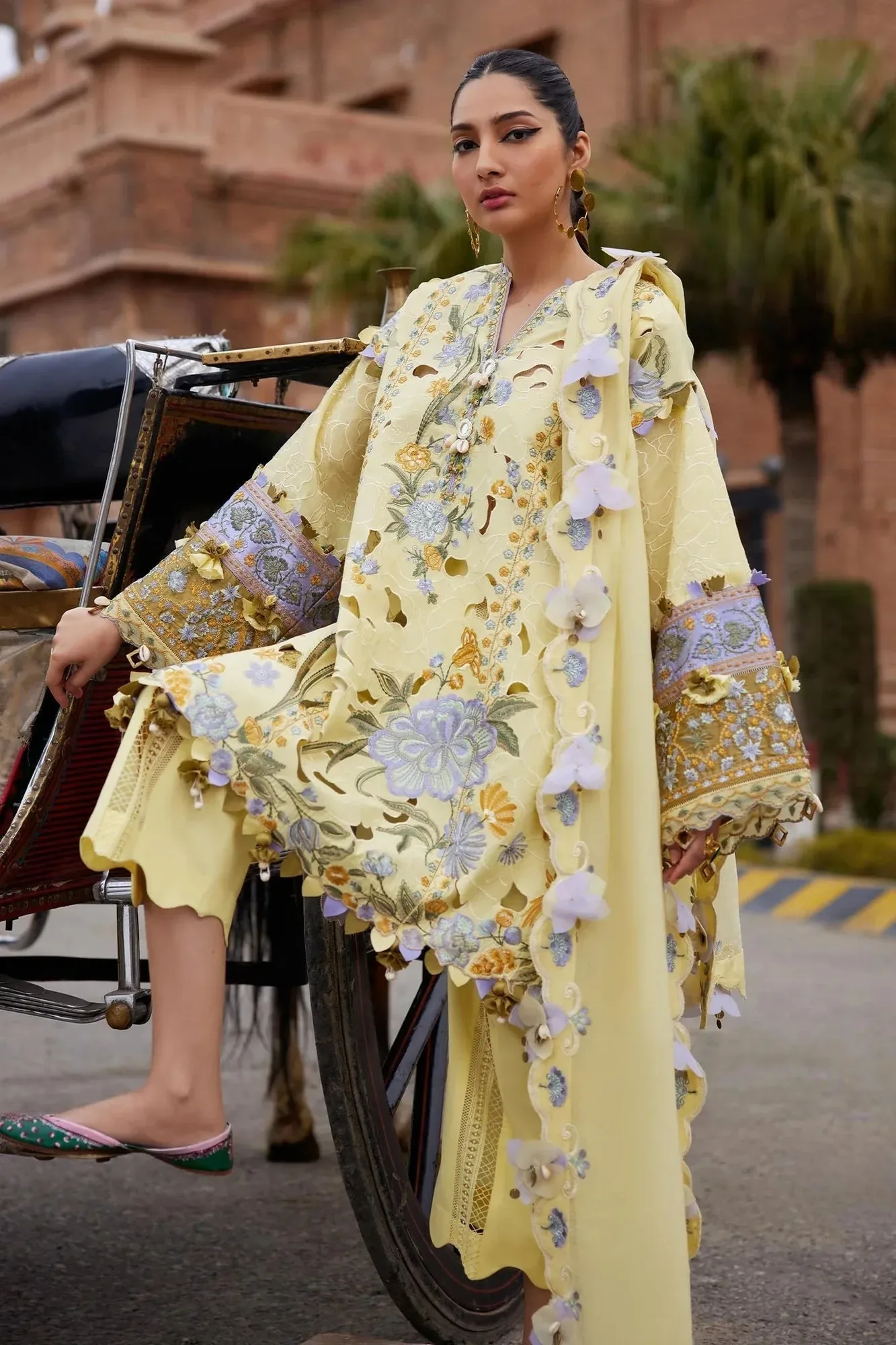 Elan Luxury Lawn 25 Lime Yellow Lawn – view 5 – Poshaq