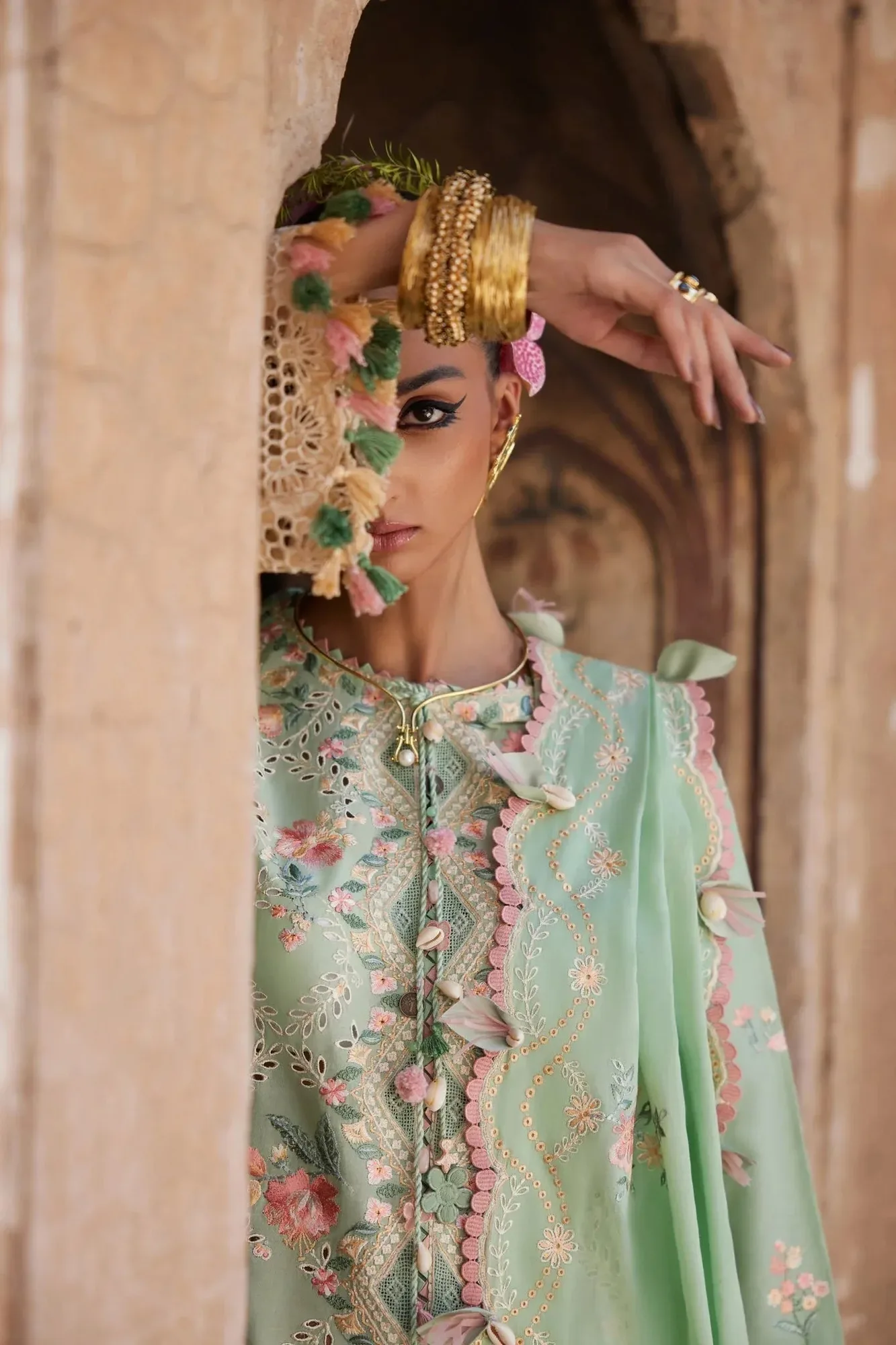 Elan Luxury Lawn 25 Mint Green Lawn – view 3 – Poshaq