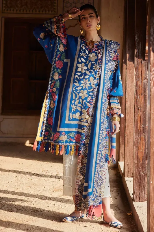 Elan Luxury Lawn 25 Dark Blue Lawn – view 1 – Poshaq