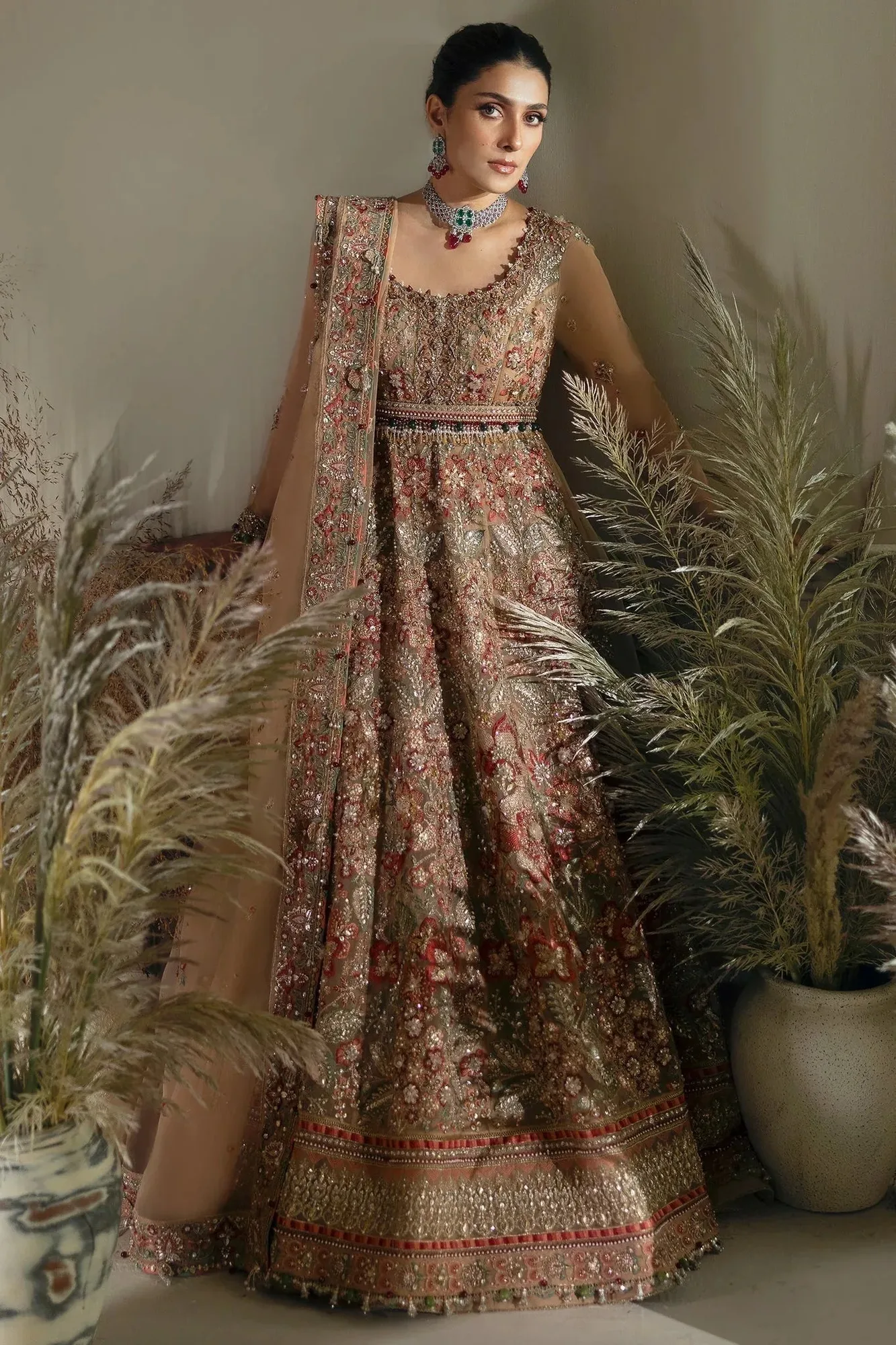 Elan Wedding Festive 24 Beige Organza – view 1 – Poshaq