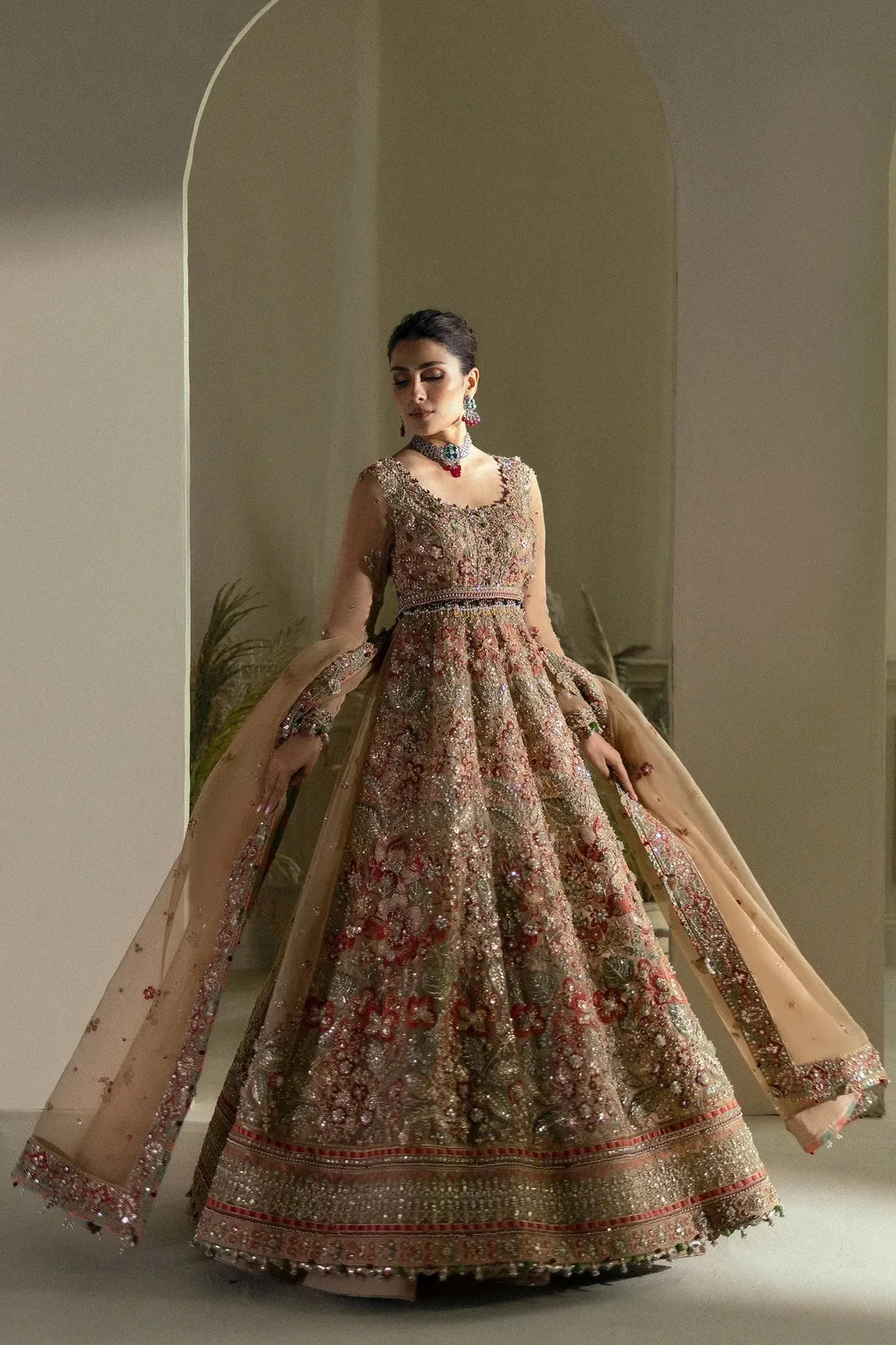 Elan Wedding Festive 24 Beige Organza – view 2 – Poshaq