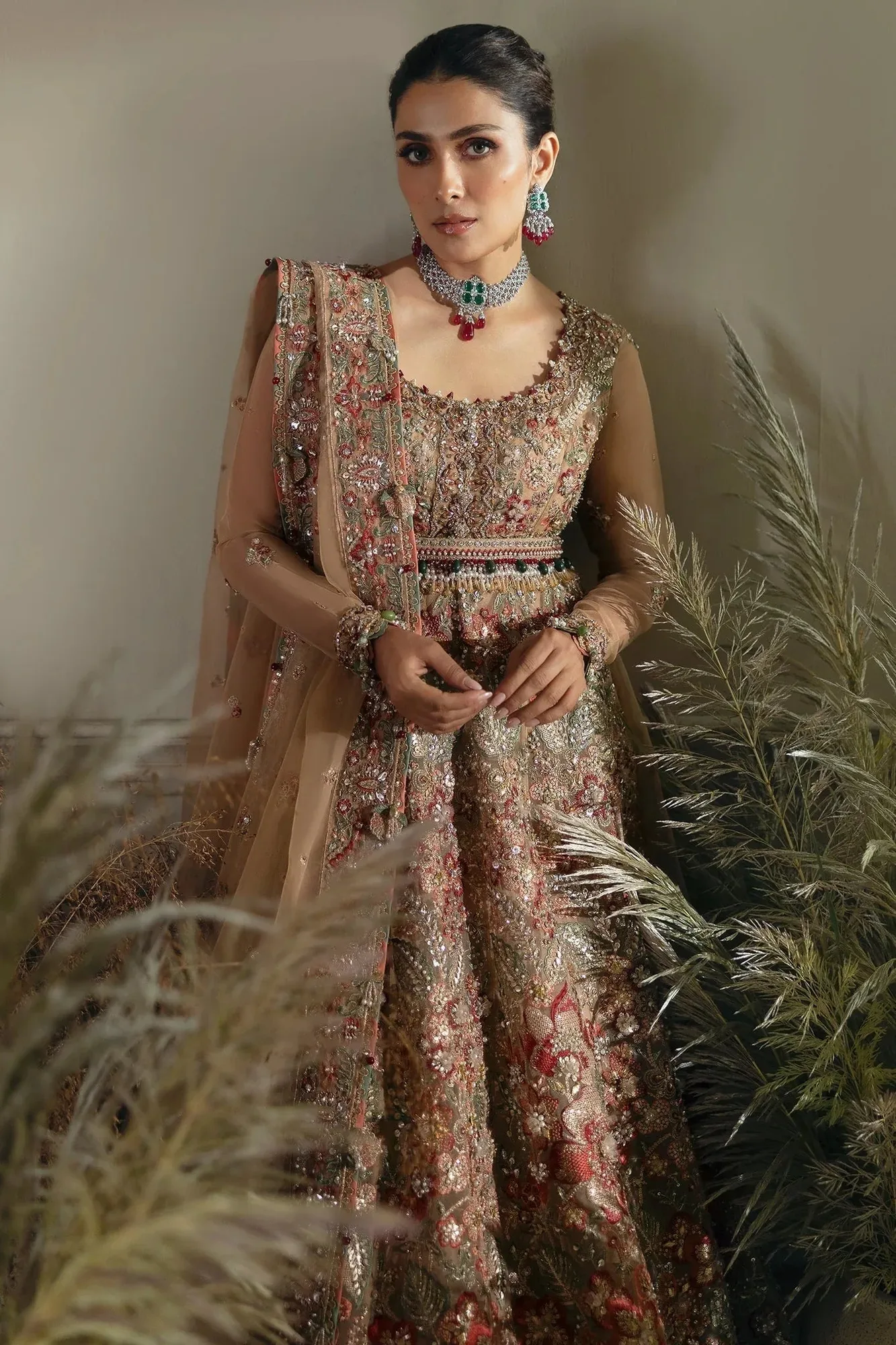 Elan Wedding Festive 24 Beige Organza – view 3 – Poshaq