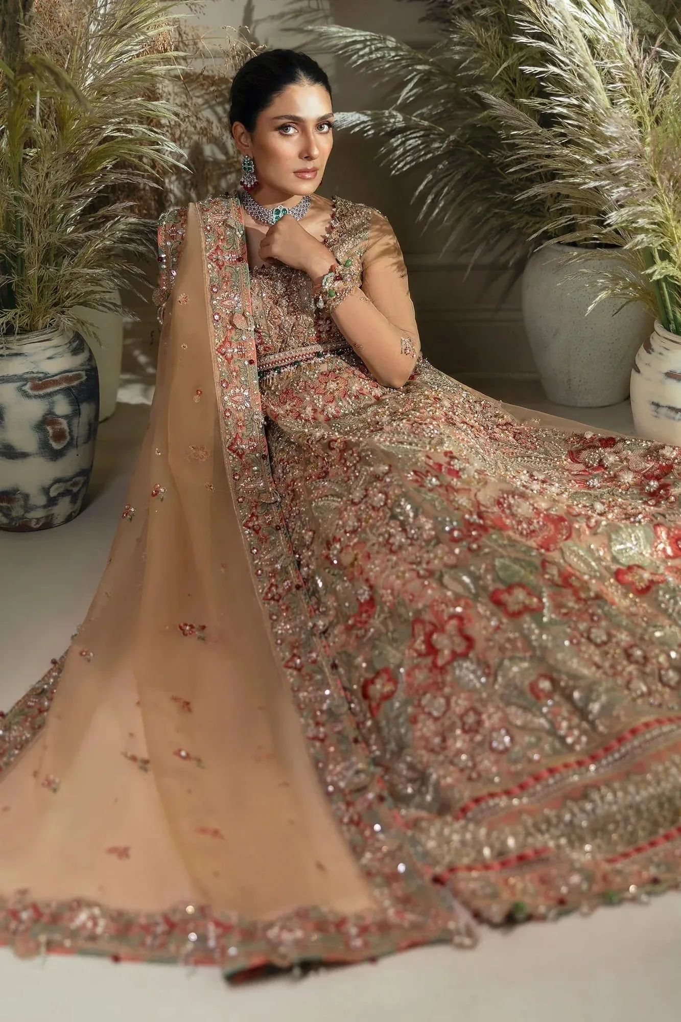 Elan Wedding Festive 24 Beige Organza – view 5 – Poshaq