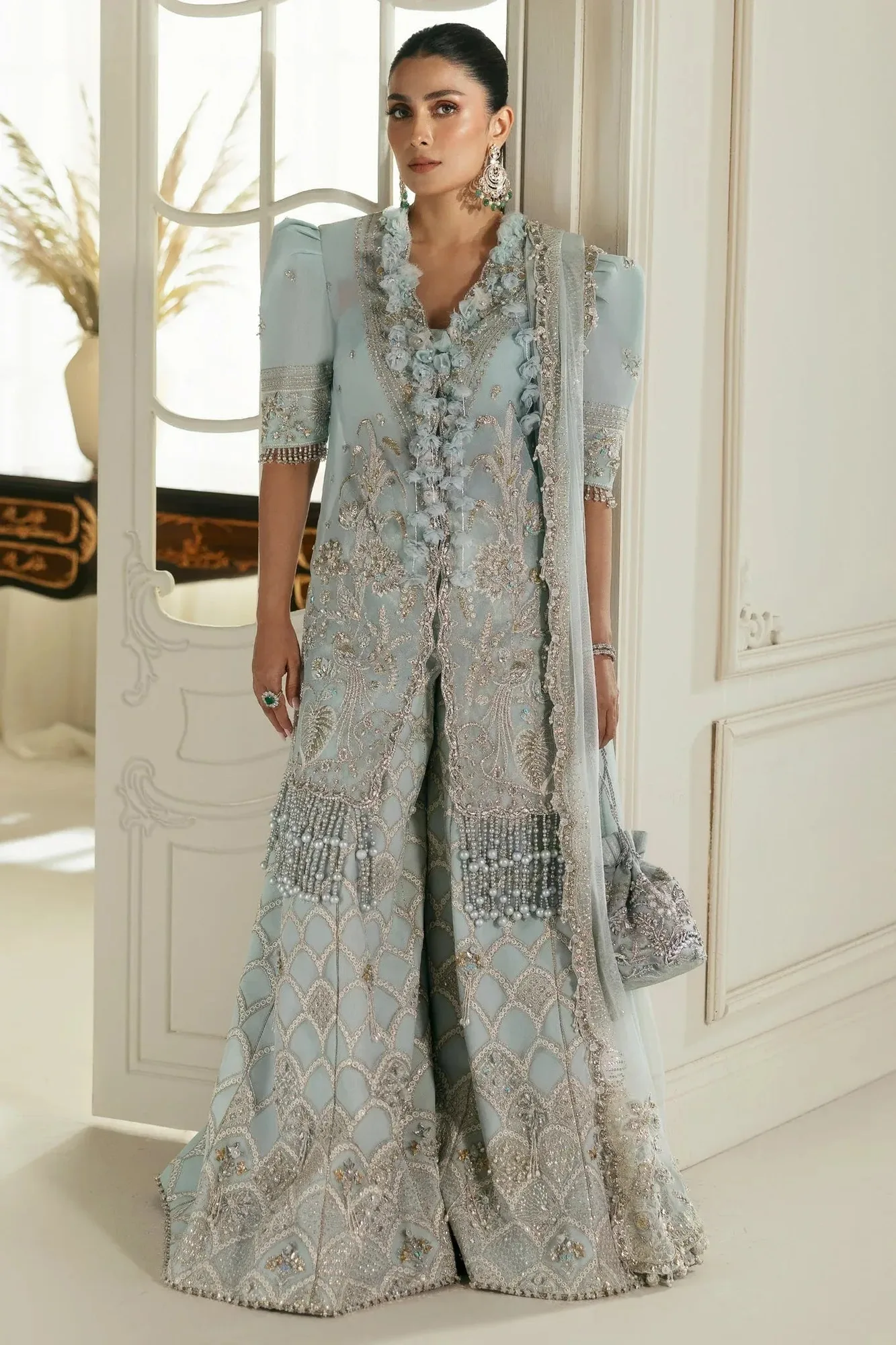 Elan Wedding Festive 24 Ice Blue Net – view 1 – Poshaq
