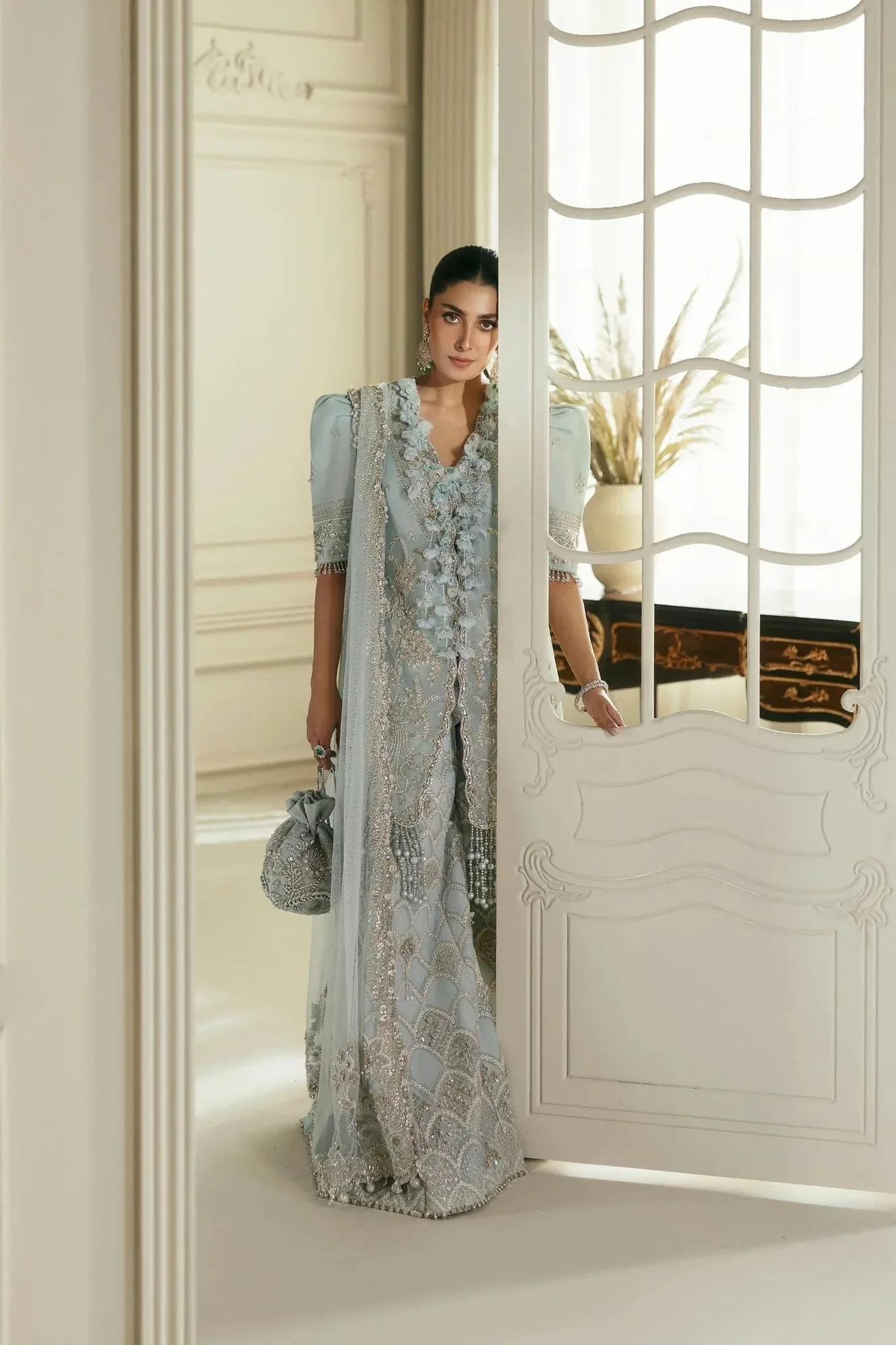 Elan Wedding Festive 24 Ice Blue Net – view 2 – Poshaq