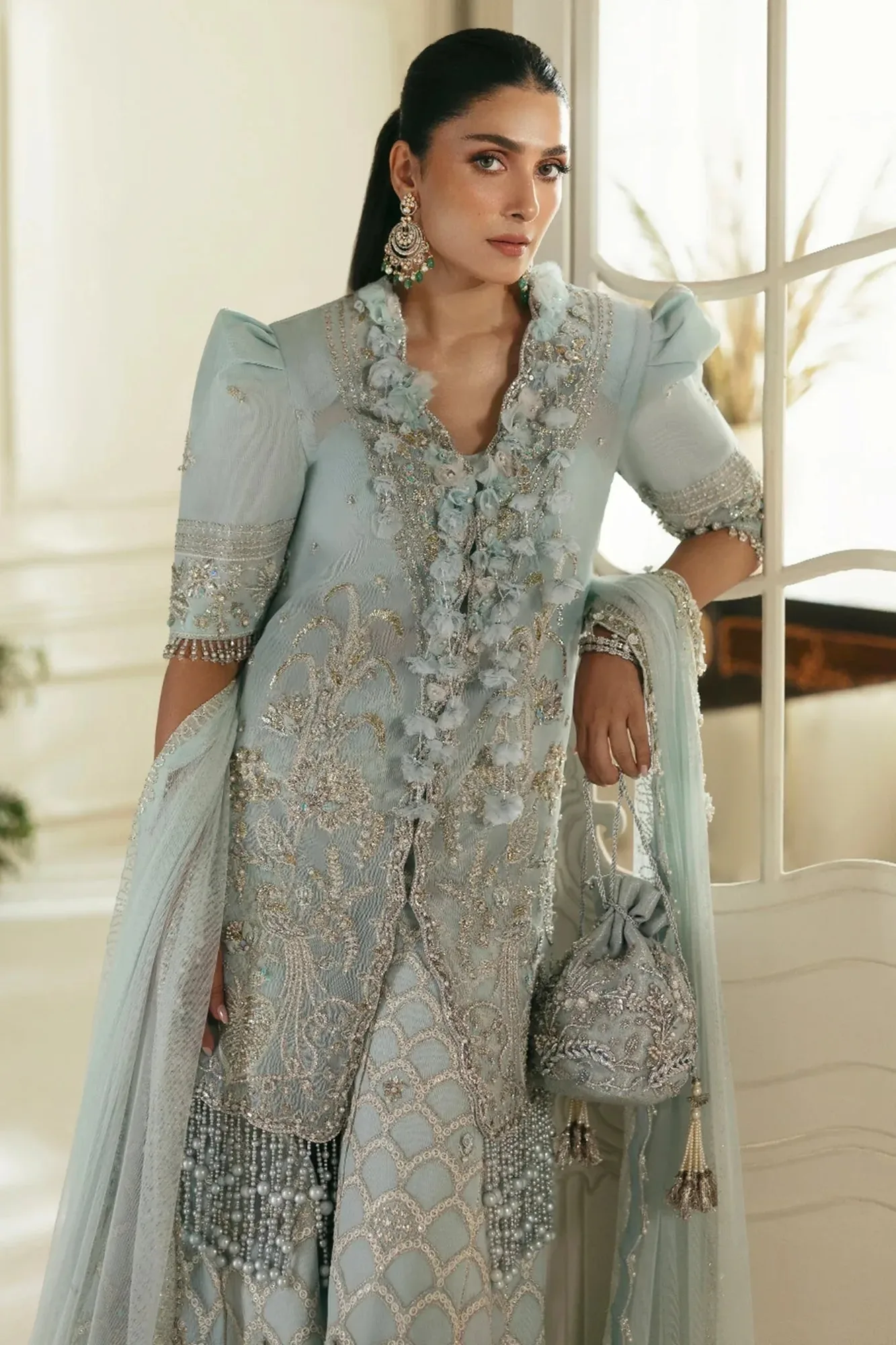 Elan Wedding Festive 24 Ice Blue Net – view 3 – Poshaq