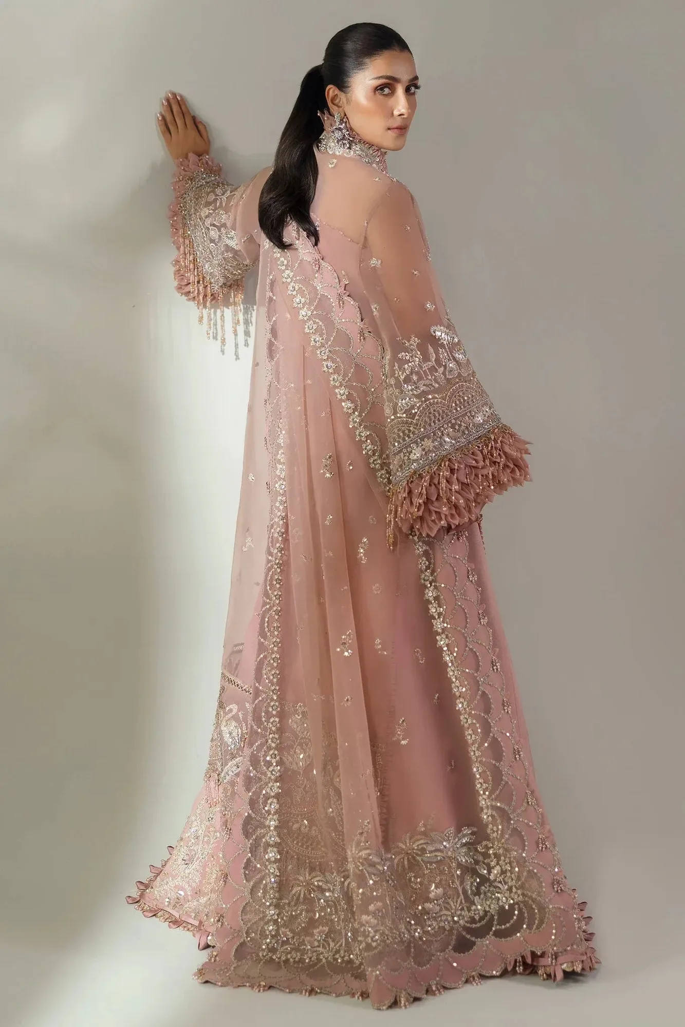 Elan Wedding Festive 24 Blush Pink Organza – view 2 – Poshaq