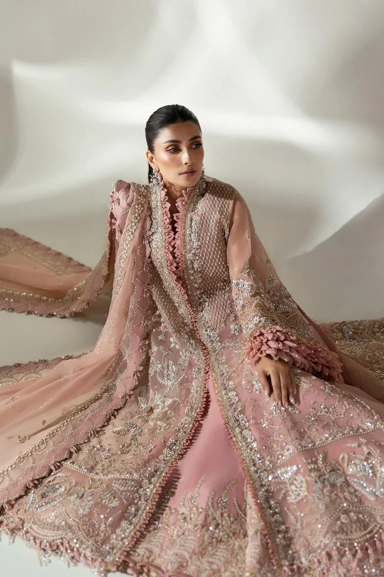 Elan Wedding Festive 24 Blush Pink Organza – view 3 – Poshaq
