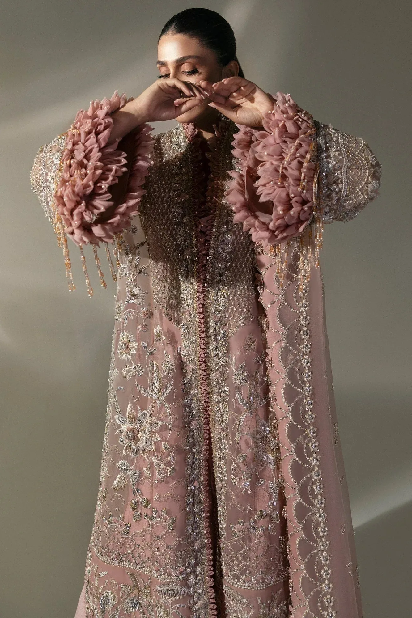 Elan Wedding Festive 24 Blush Pink Organza – view 4 – Poshaq