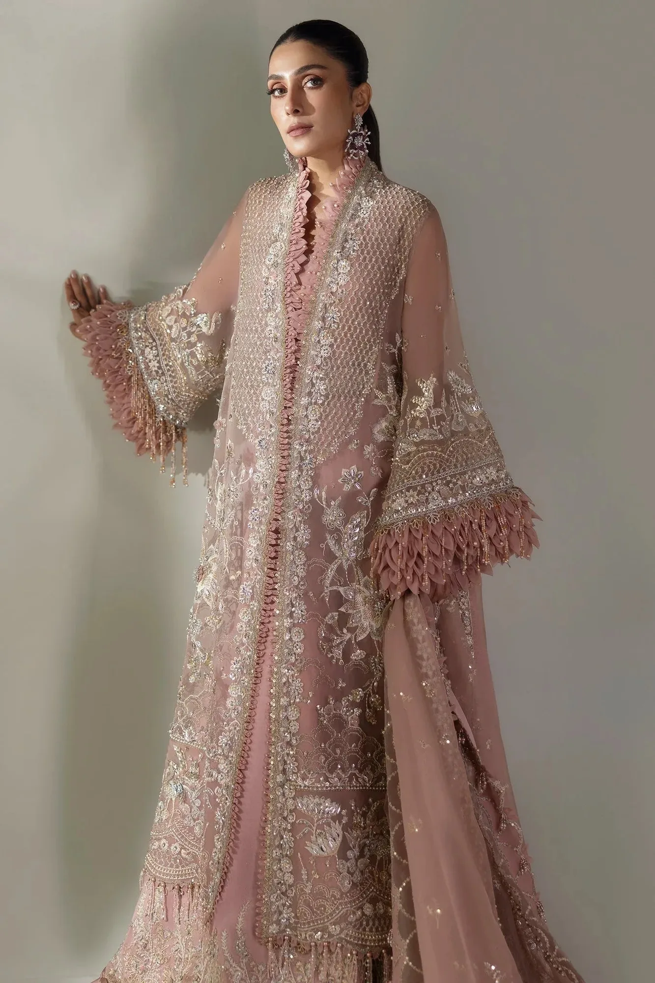 Elan Wedding Festive 24 Blush Pink Organza – view 5 – Poshaq