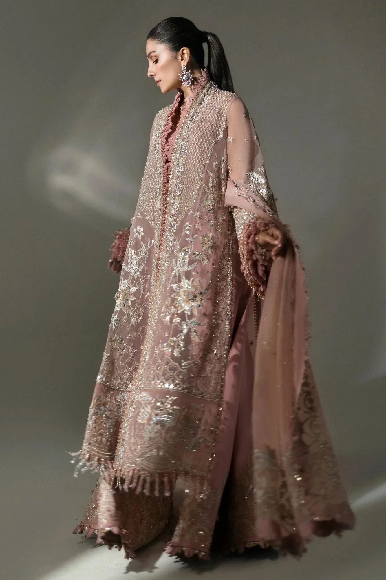 Elan Wedding Festive 24 Blush Pink Organza – view 6 – Poshaq