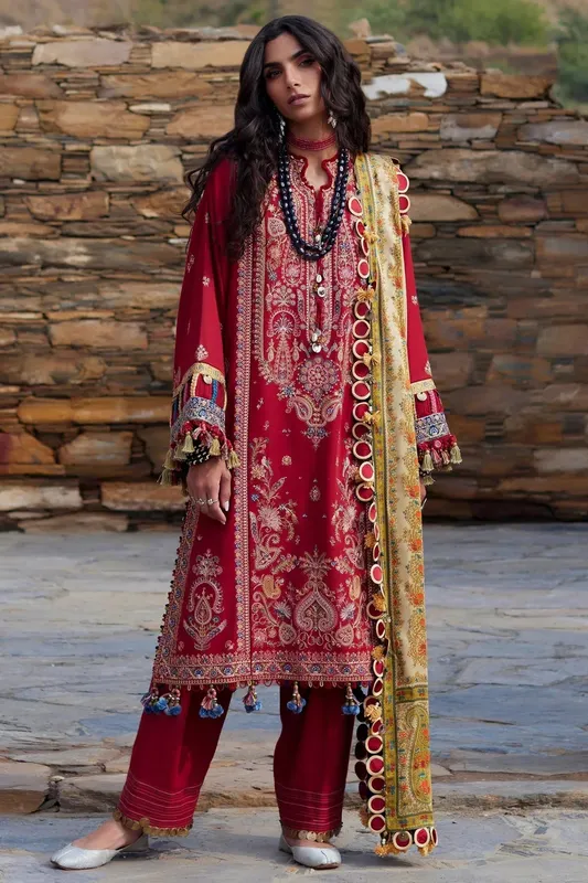 Elan Winter Collection 24 Red Khaddar – view 1 – Poshaq