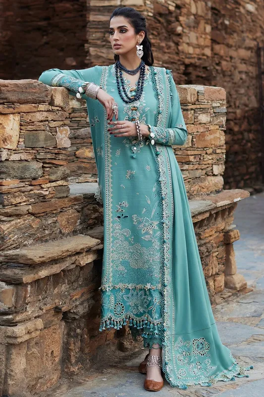 Elan Winter Collection 24 Sky Blue Khaddar – view 1 – Poshaq