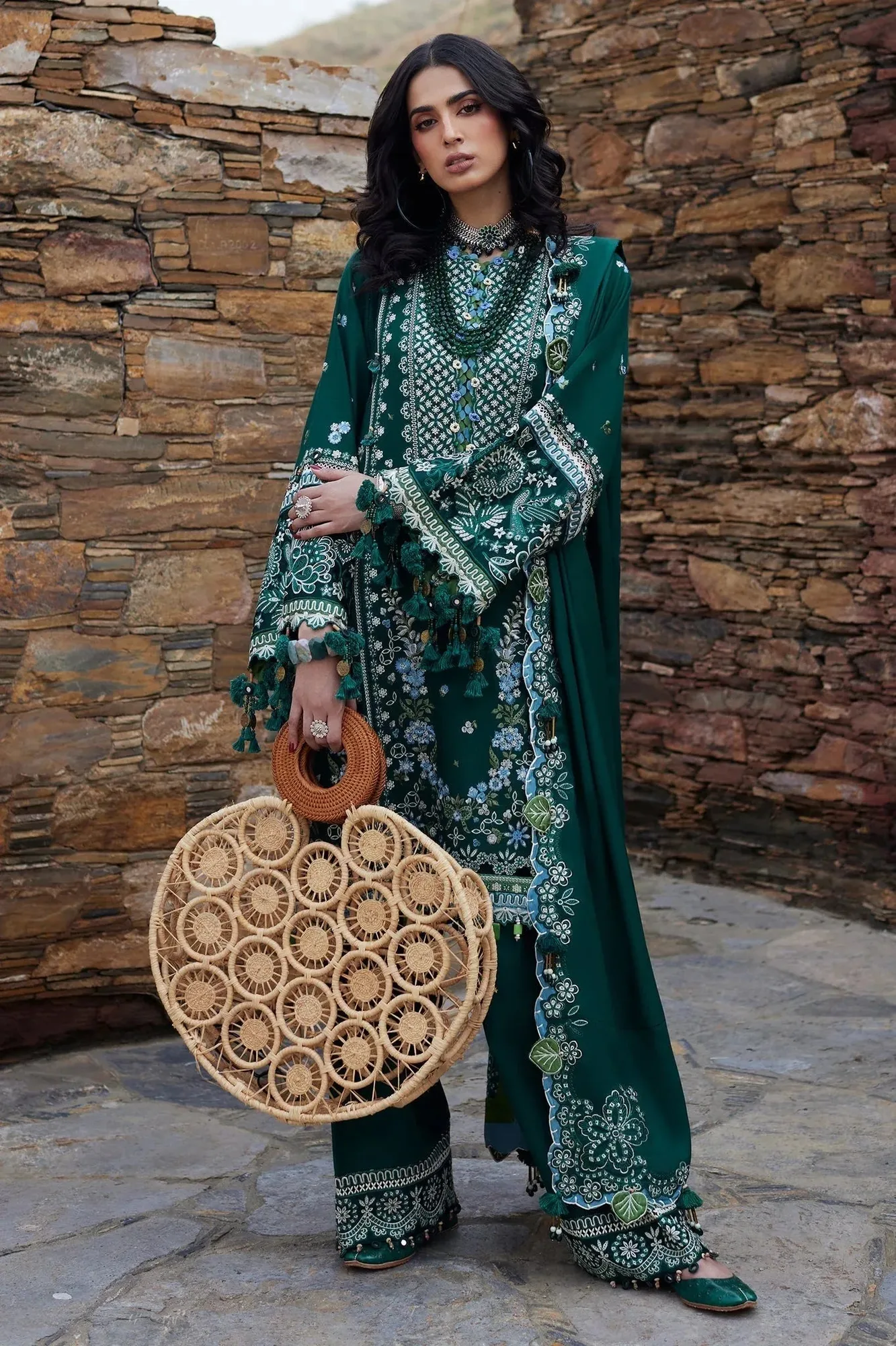 Elan Winter Collection 24 Emerald Green Khaddar – view 1 – Poshaq