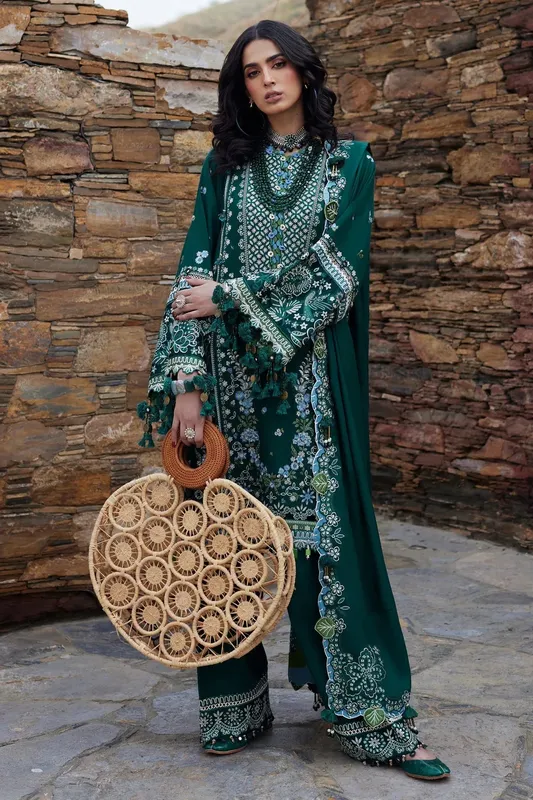 Elan Winter Collection 24 Emerald Green Khaddar – view 1 – Poshaq