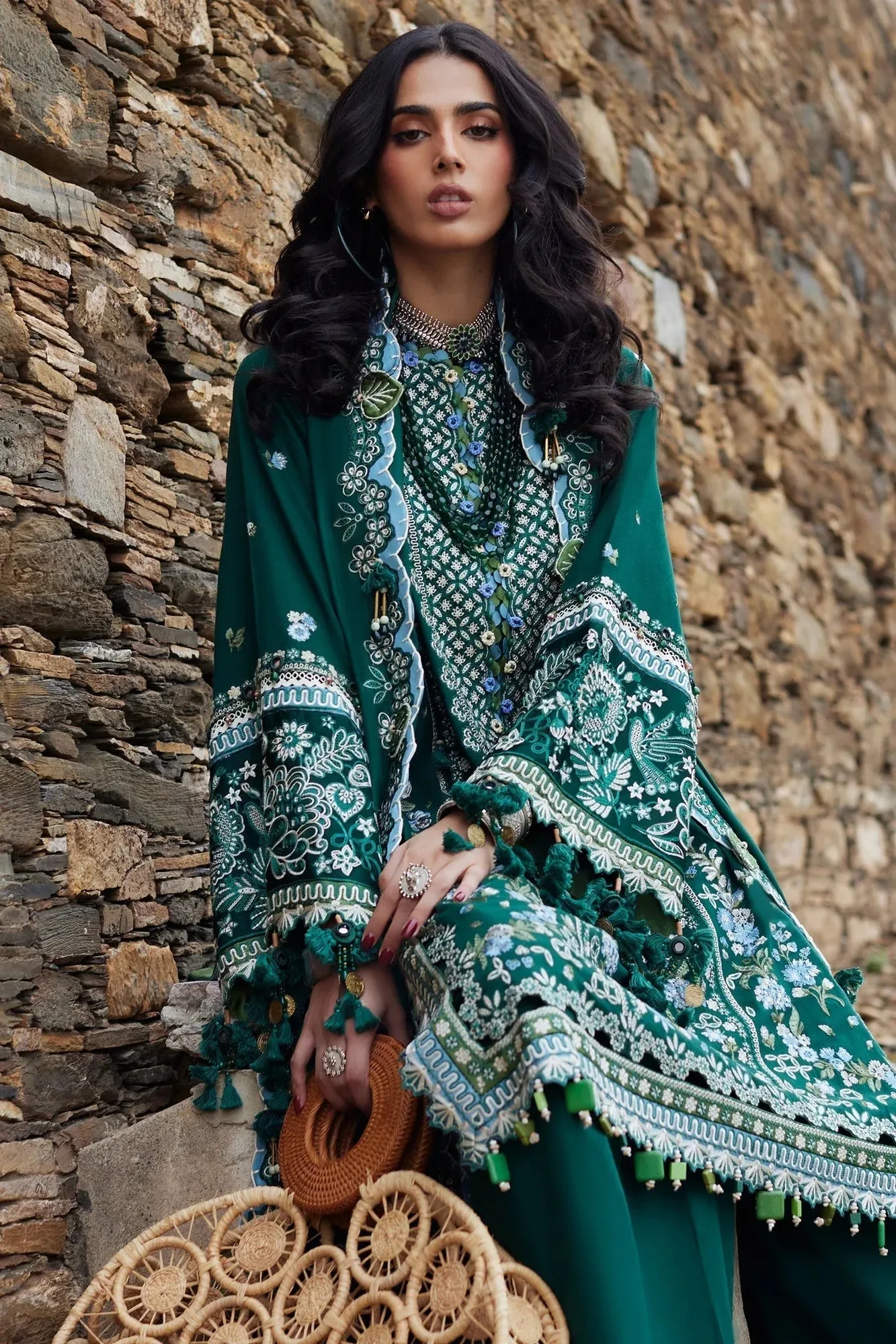 Elan Winter Collection 24 Emerald Green Khaddar – view 4 – Poshaq