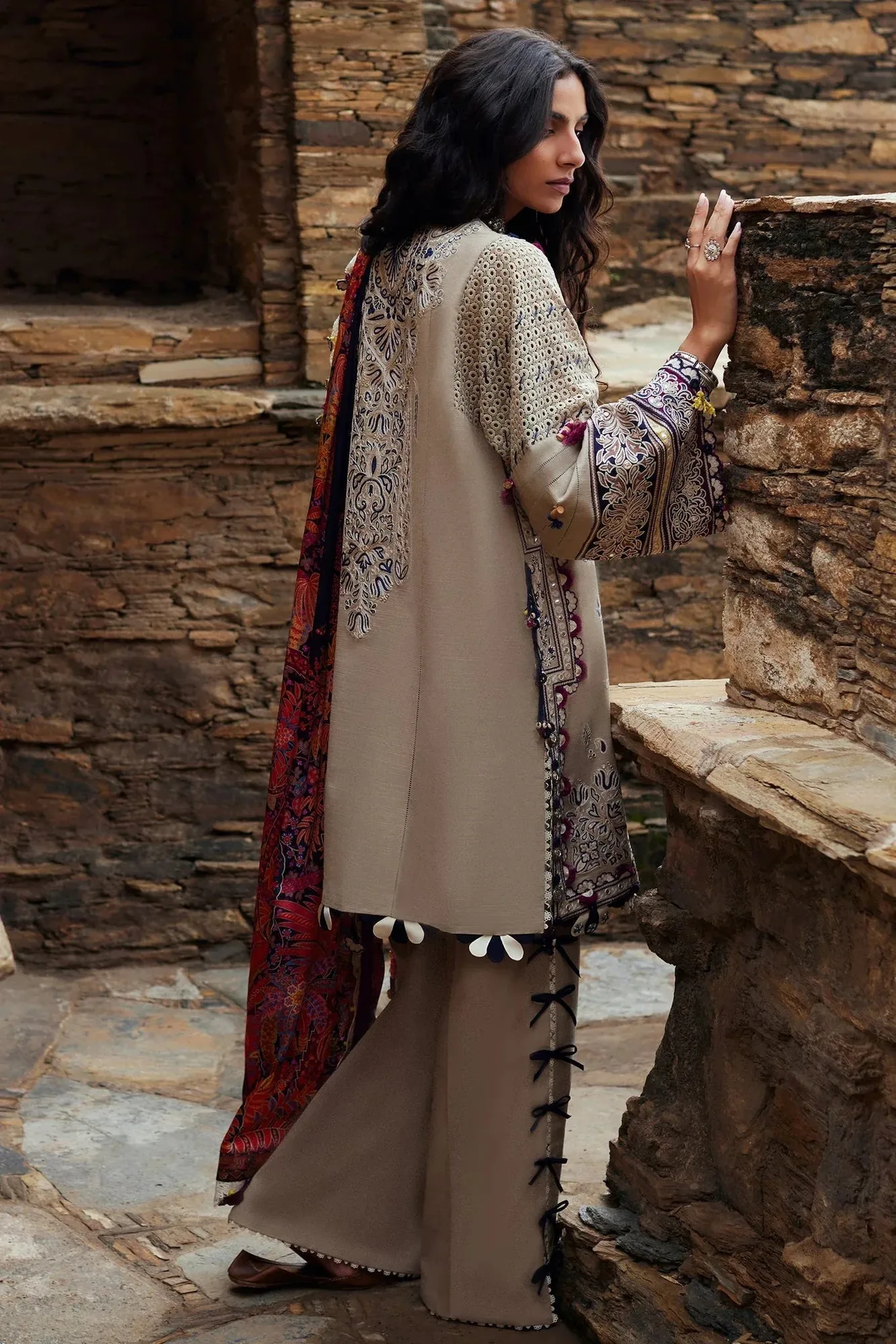 Elan Winter Collection 24 Beige Khaddar – view 2 – Poshaq
