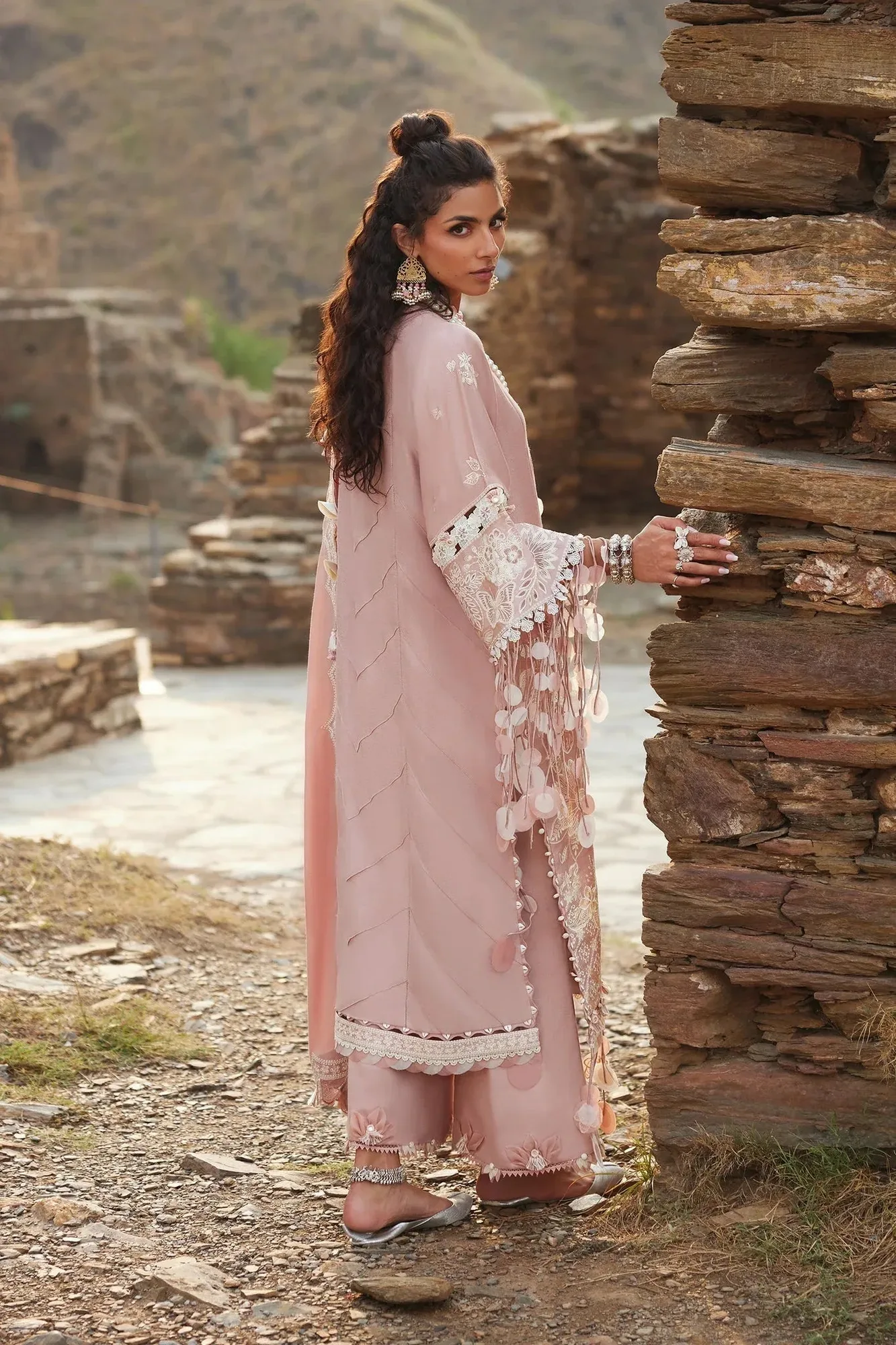 Elan Winter Collection 24 Pastel Pink Karandi – view 2 – Poshaq