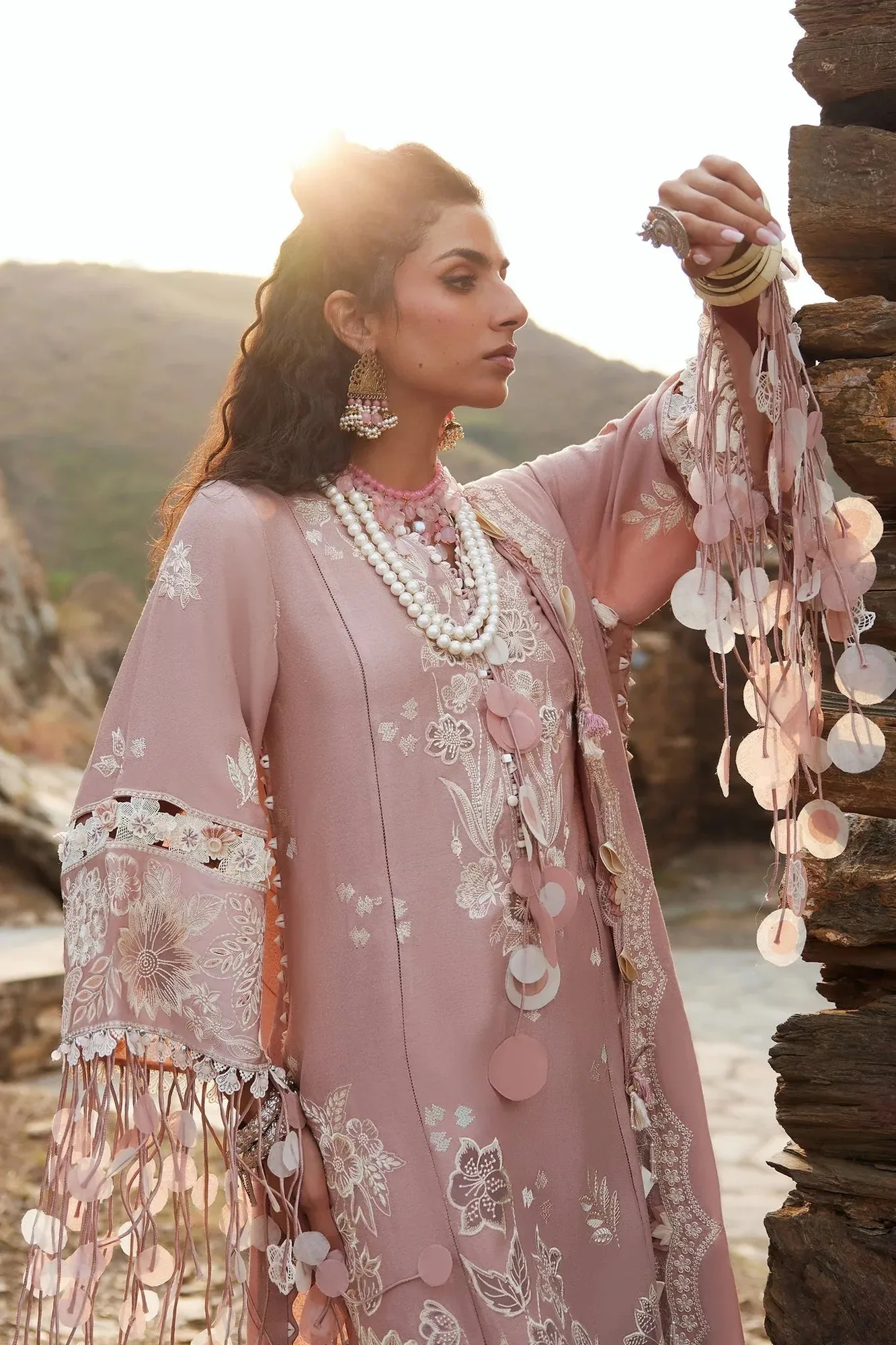 Elan Winter Collection 24 Pastel Pink Karandi – view 3 – Poshaq