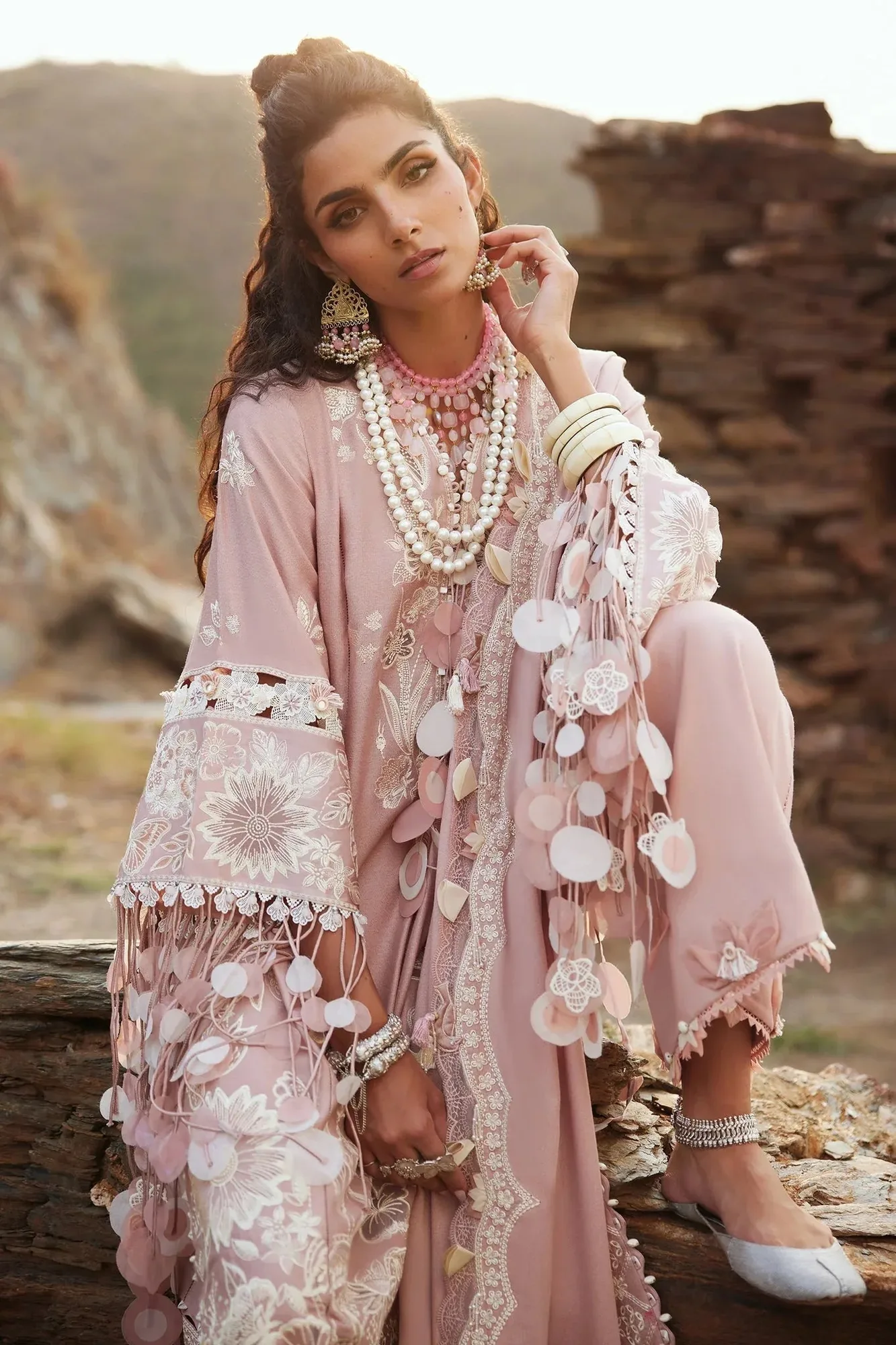 Elan Winter Collection 24 Pastel Pink Karandi – view 5 – Poshaq