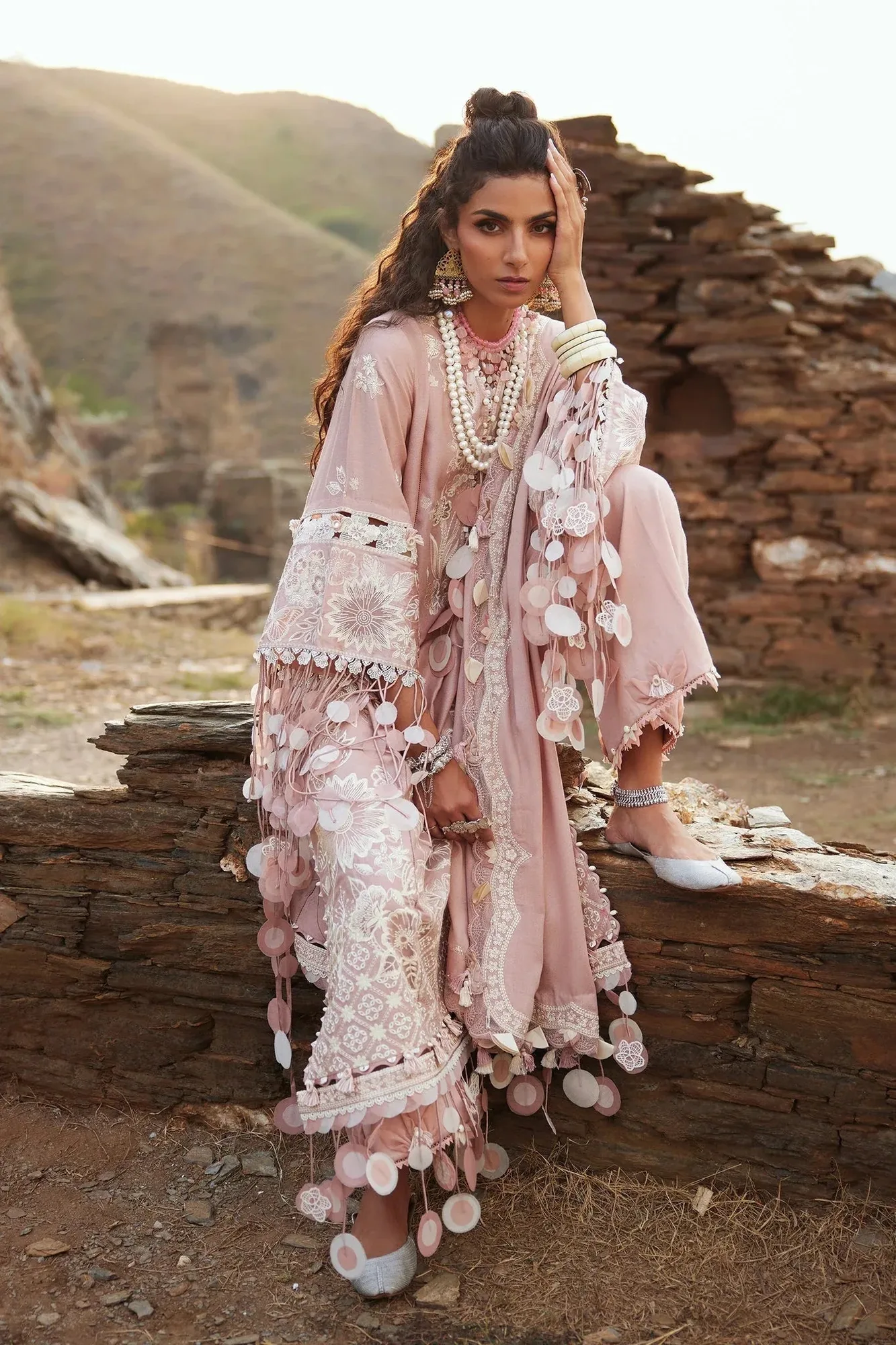 Elan Winter Collection 24 Pastel Pink Karandi – view 6 – Poshaq