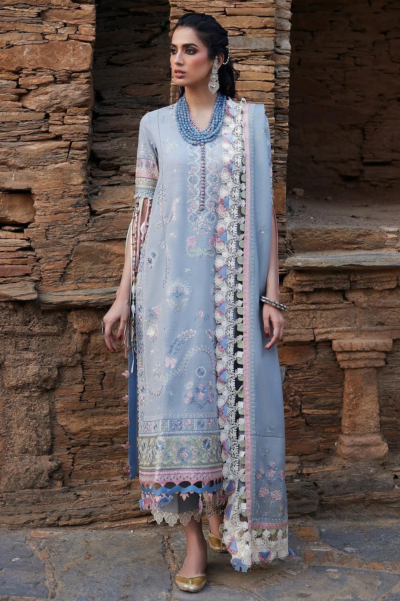 Elan Winter Collection 24 Sky Blue Khaddar – view 1 – Poshaq