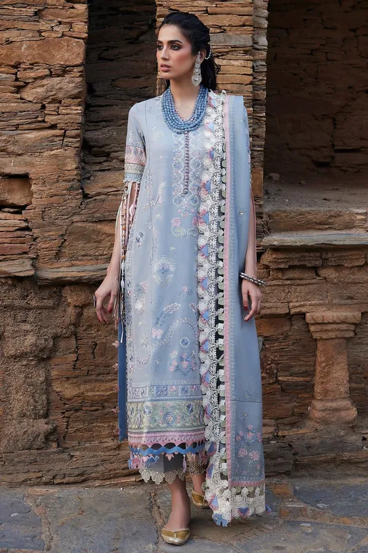 Elan Winter Collection 24 Sky Blue Khaddar – view 1 – Poshaq