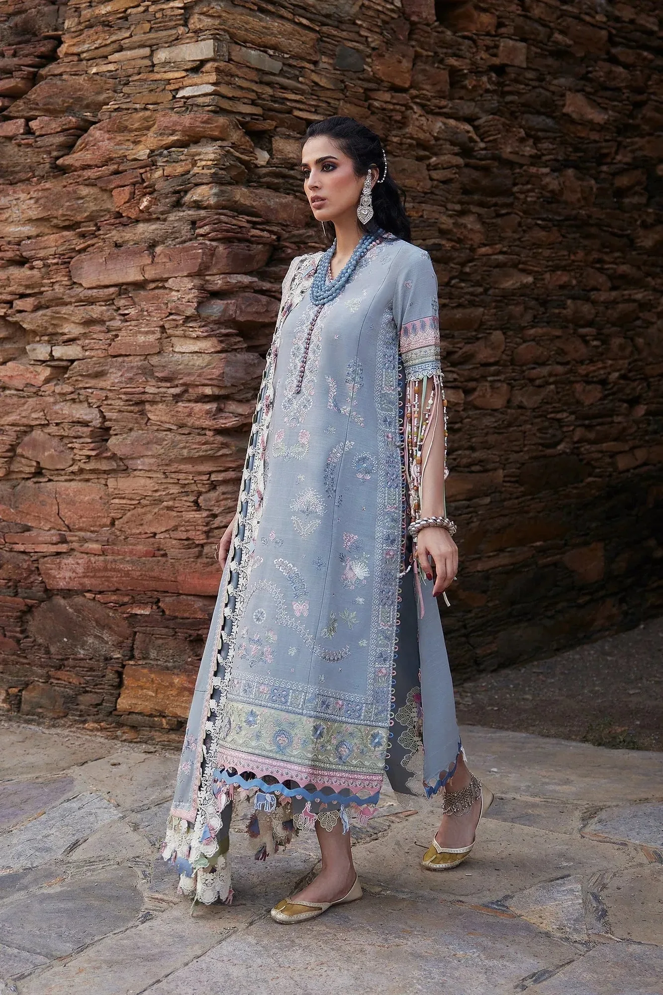Elan Winter Collection 24 Sky Blue Khaddar – view 2 – Poshaq