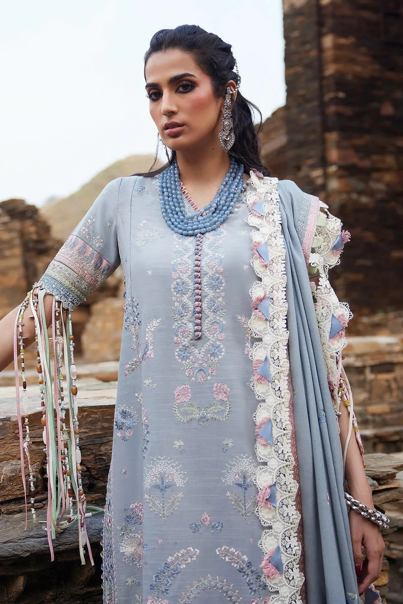 Elan Winter Collection 24 Sky Blue Khaddar – view 4 – Poshaq