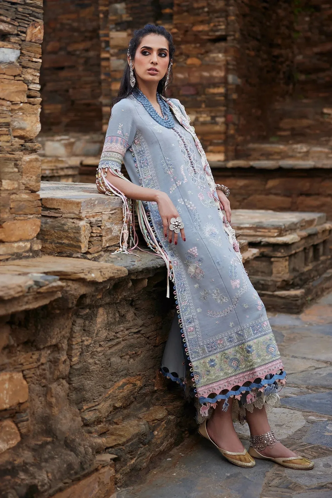 Elan Winter Collection 24 Sky Blue Khaddar – view 5 – Poshaq