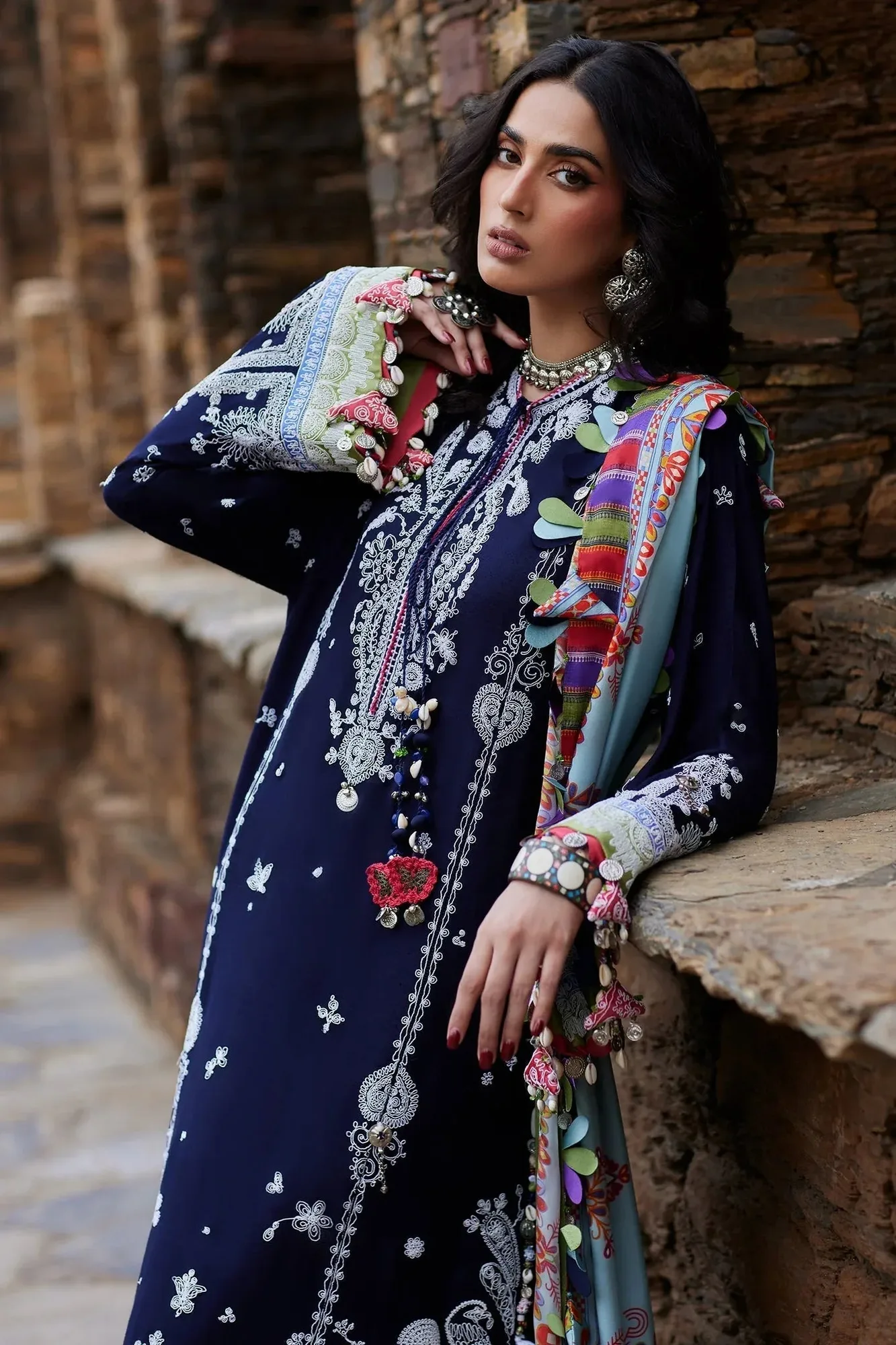 Elan Winter Collection 24 Midnight Blue Karandi – view 2 – Poshaq