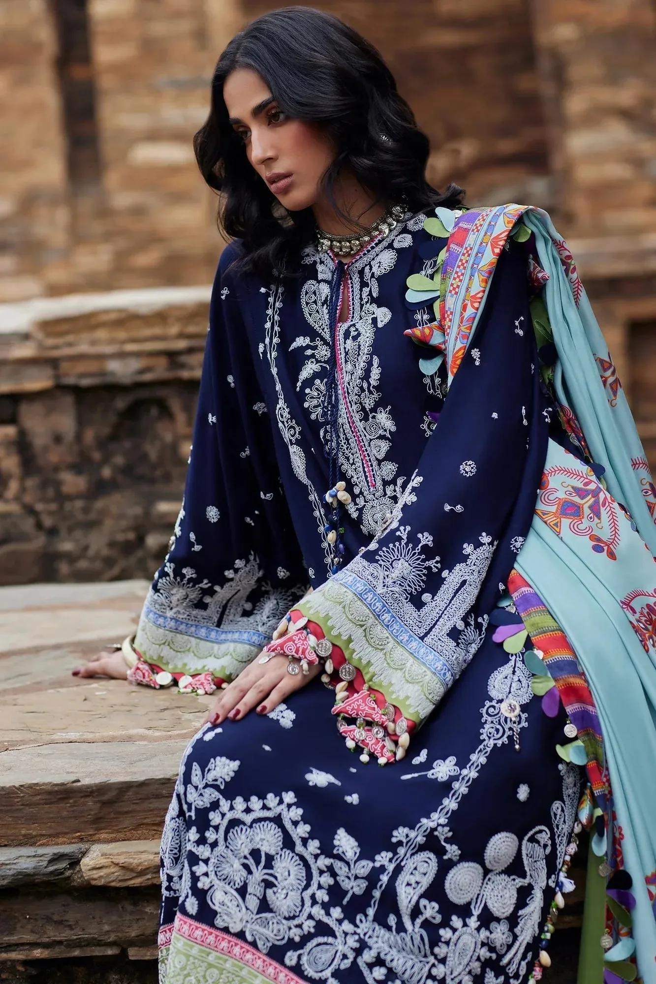 Elan Winter Collection 24 Midnight Blue Karandi – view 4 – Poshaq