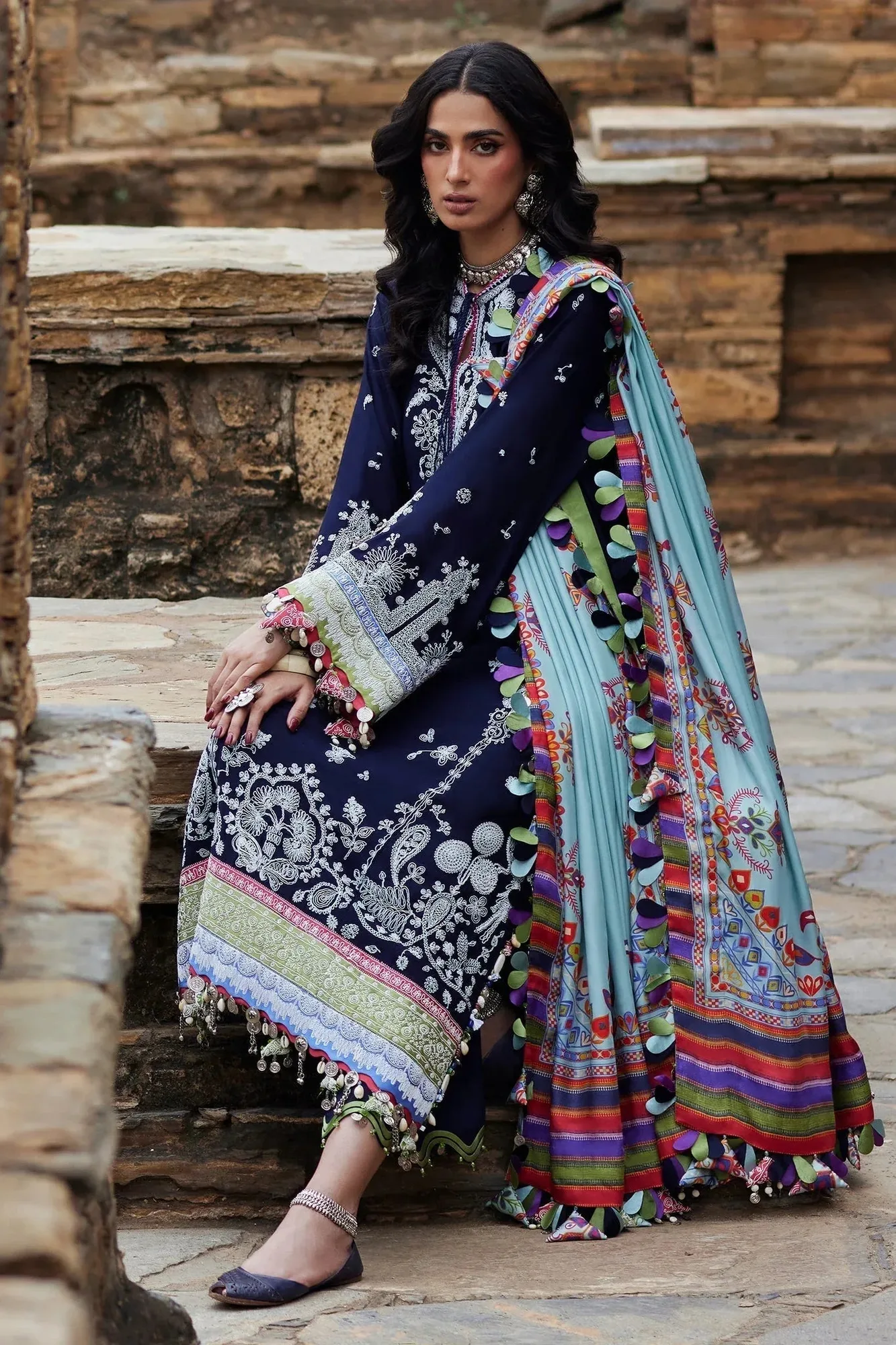 Elan Winter Collection 24 Midnight Blue Karandi – view 5 – Poshaq