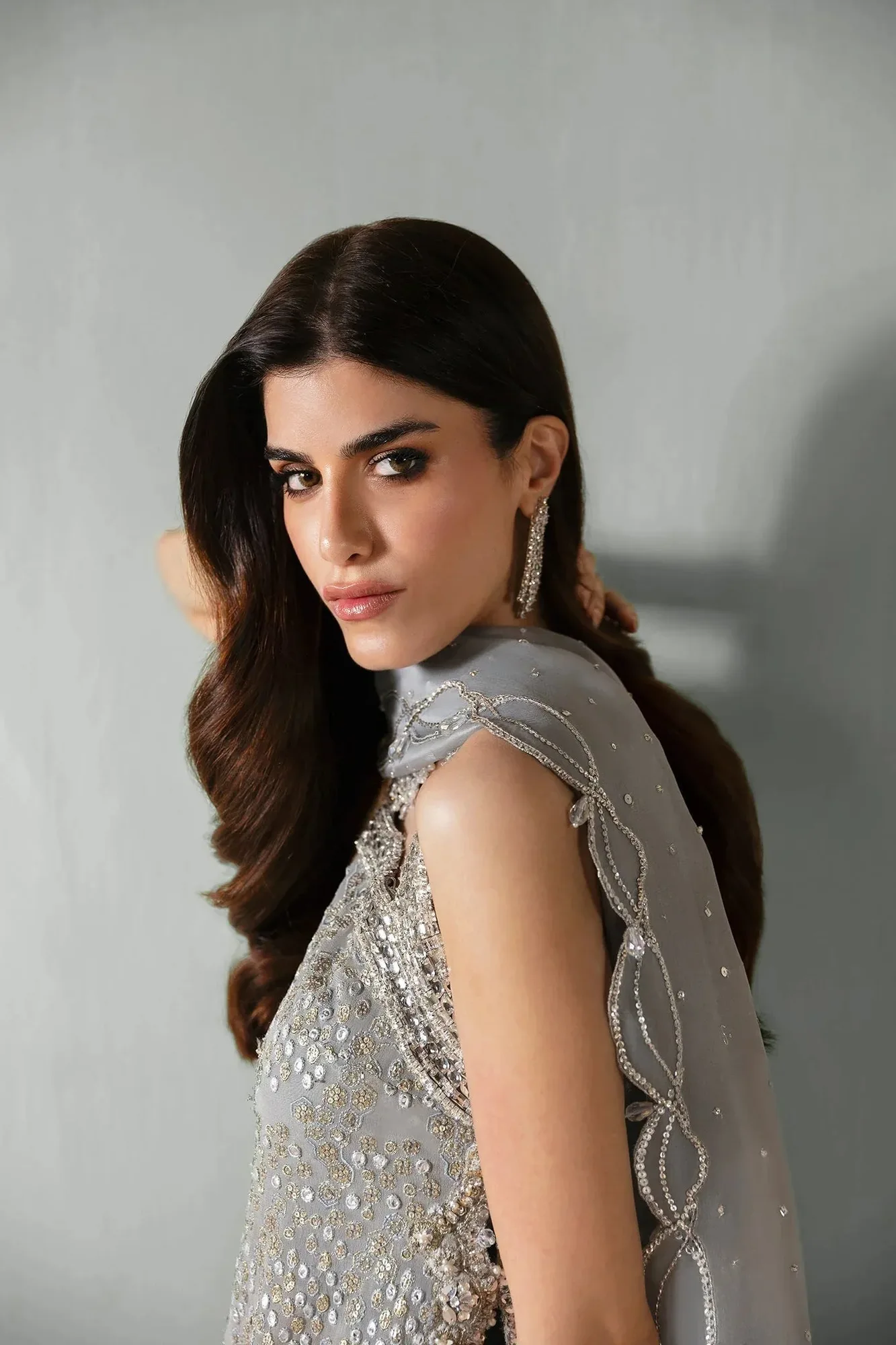 Elan Pret Crepusule Light Gray Raw Silk – view 4 – Poshaq