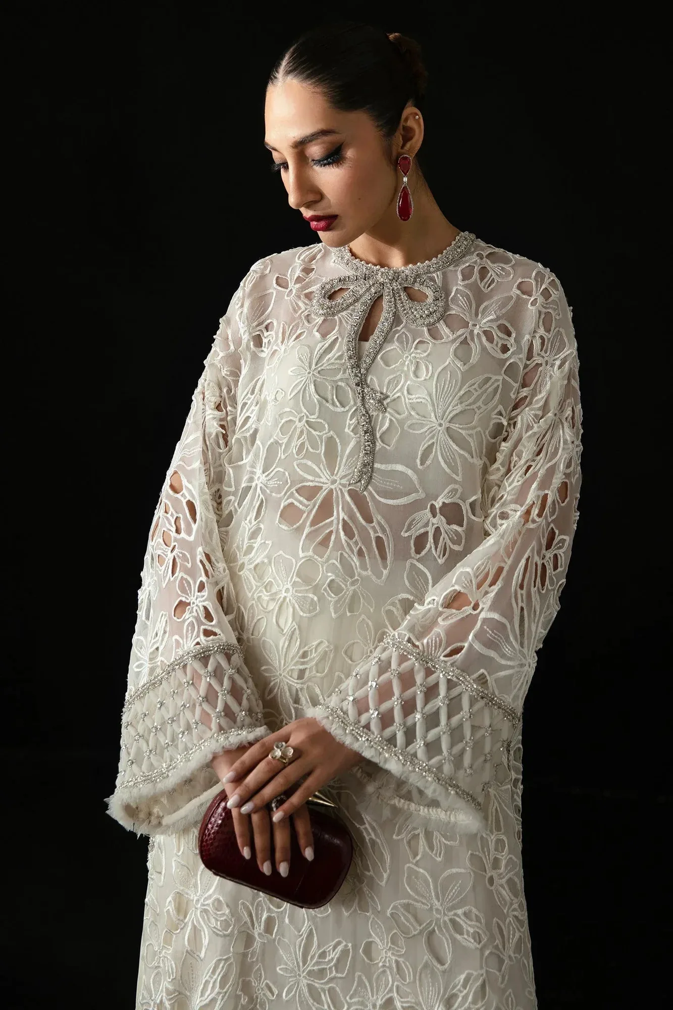Elan Pret Crepusule Ivory Organza – view 3 – Poshaq