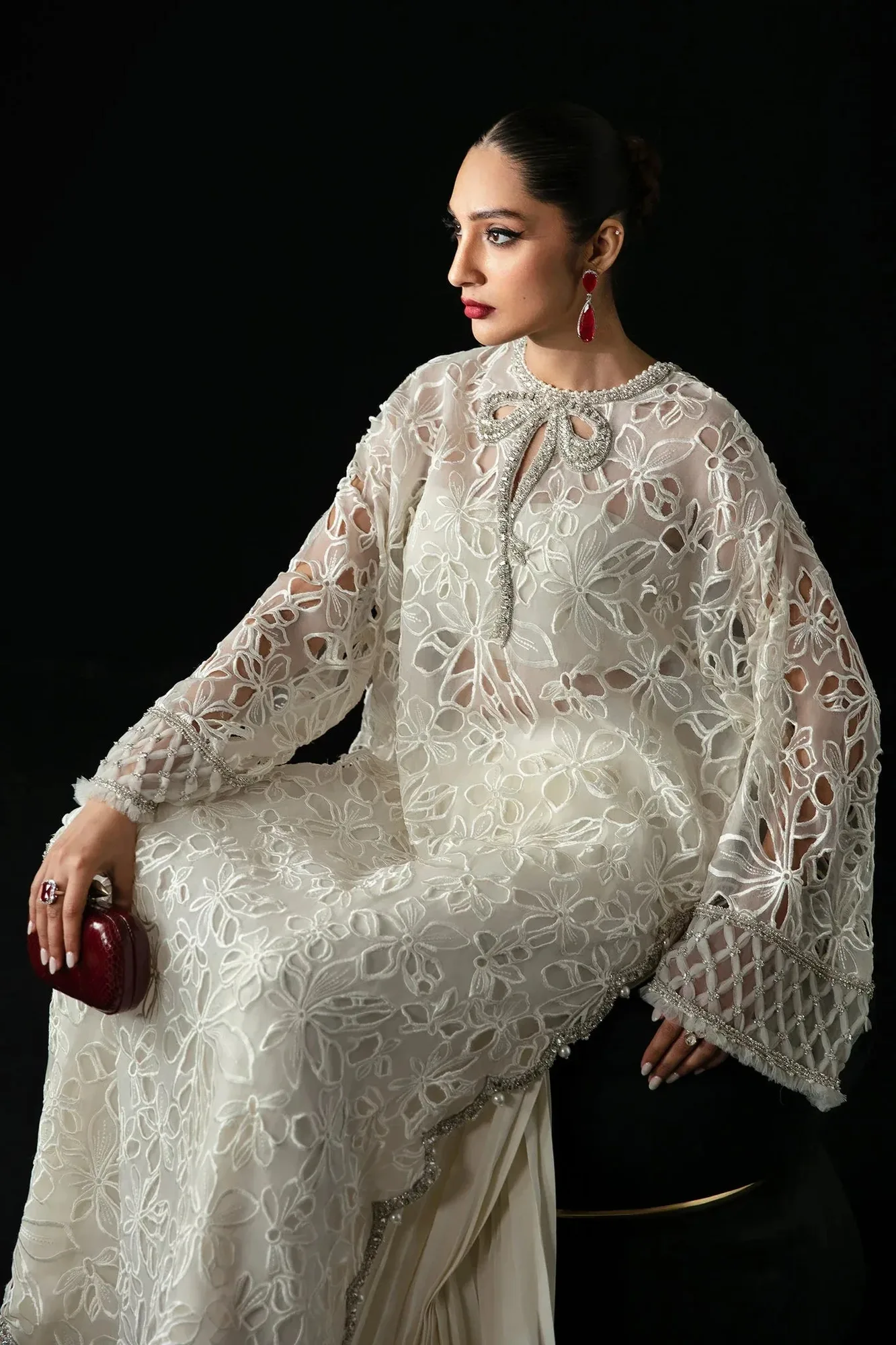 Elan Pret Crepusule Ivory Organza – view 8 – Poshaq