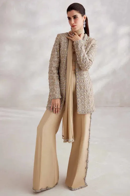 Elan Elitarie Wedding Formals Champagne Hue Chiffon – view 1 – Poshaq