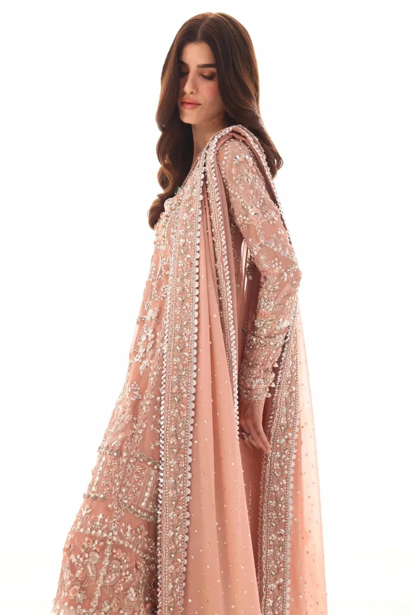 Elan Elitarie Wedding Formals Peach Pink Raw Silk – view 4 – Poshaq