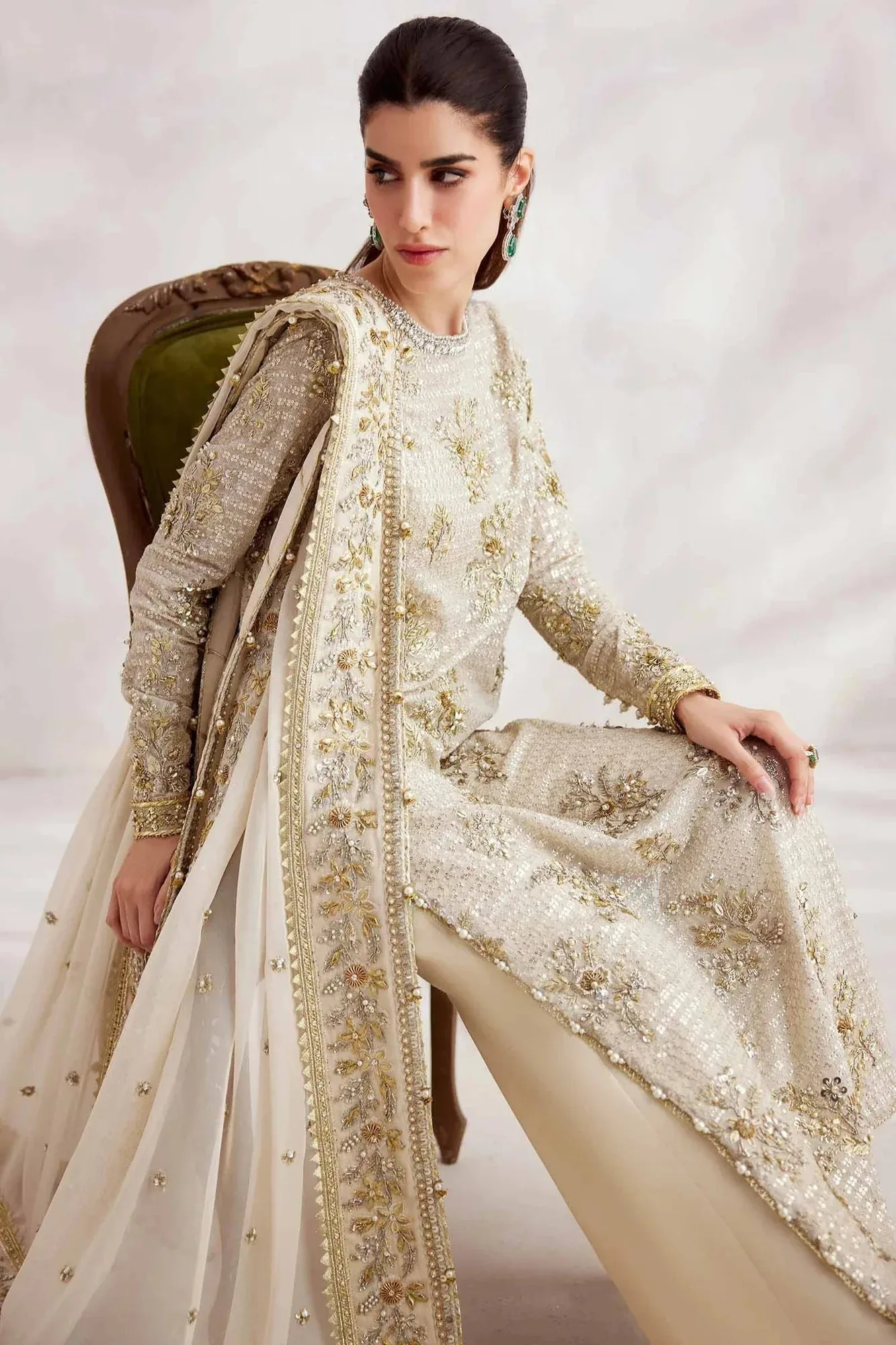 Elan Elitarie Wedding Formals Ivory Organza – view 3 – Poshaq
