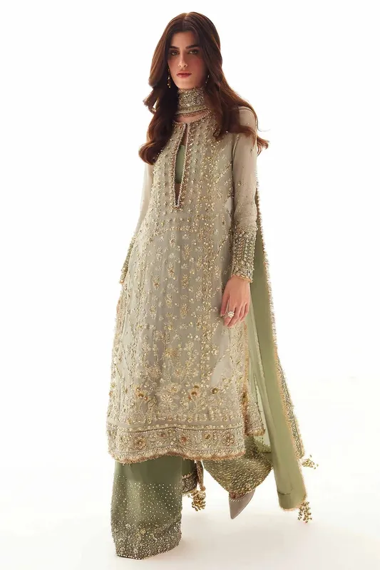 Elan Elitarie Wedding Formals Mint Green Chiffon – view 1 – Poshaq