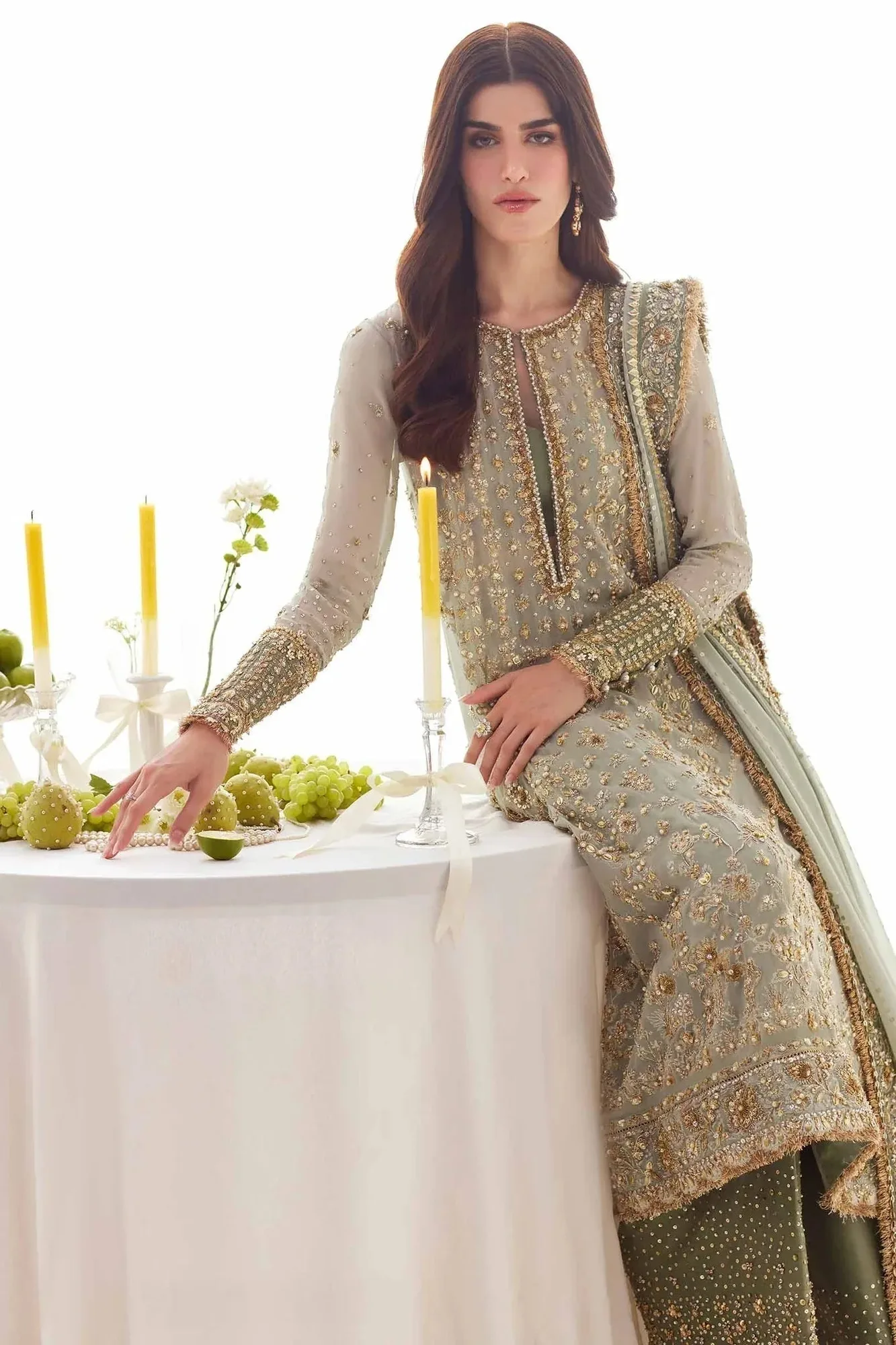Elan Elitarie Wedding Formals Mint Green Chiffon – view 3 – Poshaq