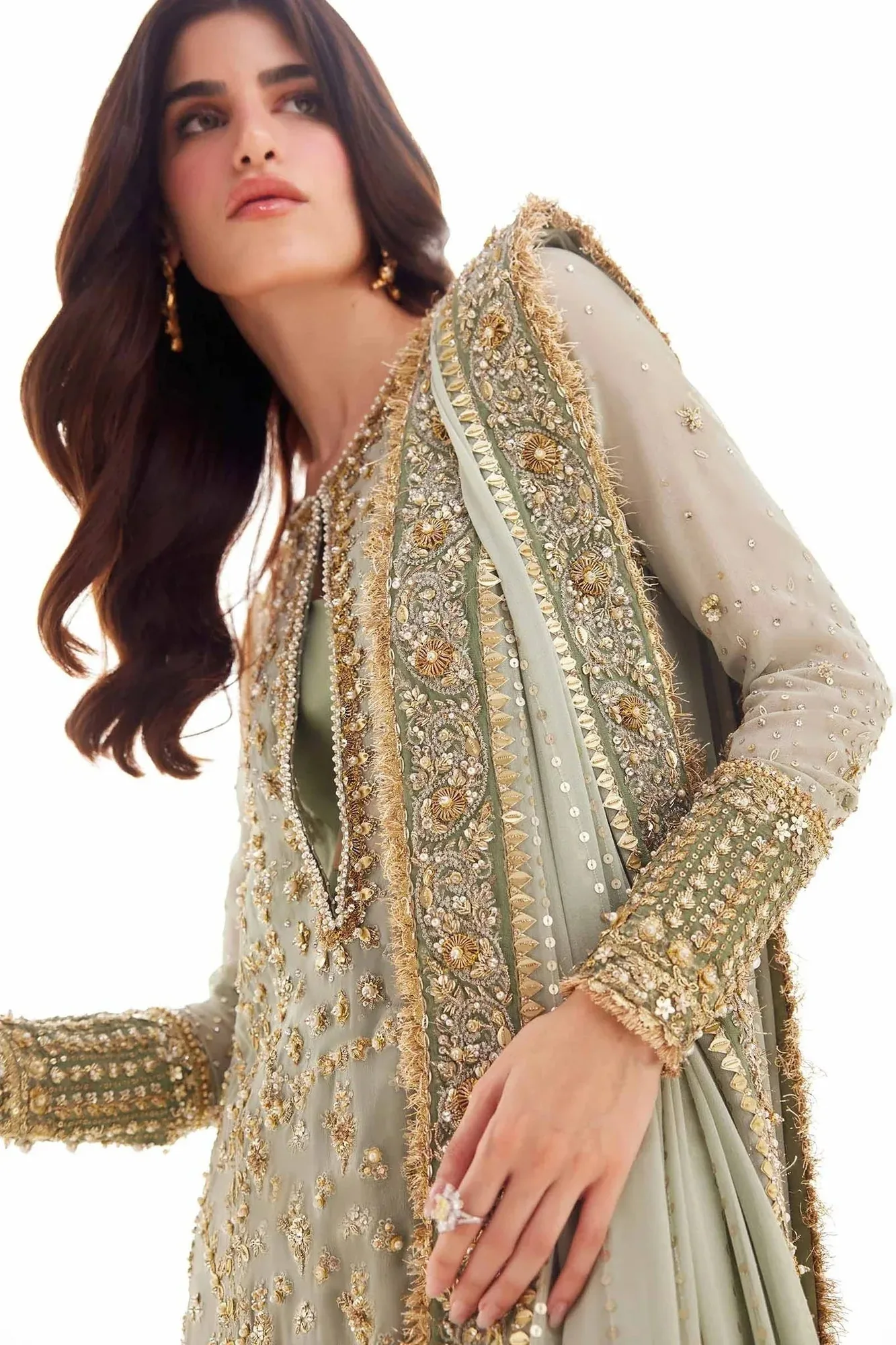 Elan Elitarie Wedding Formals Mint Green Chiffon – view 4 – Poshaq